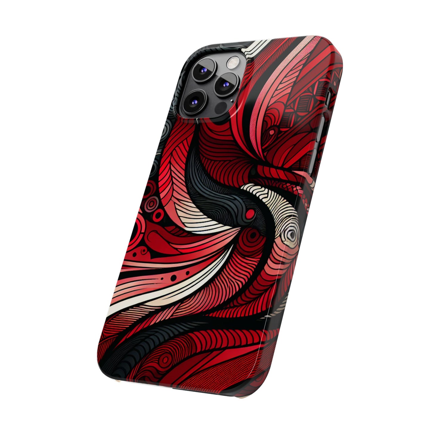 Artistic Red Swirl Slim Phone Case - Trendy Design for Stylish Protection