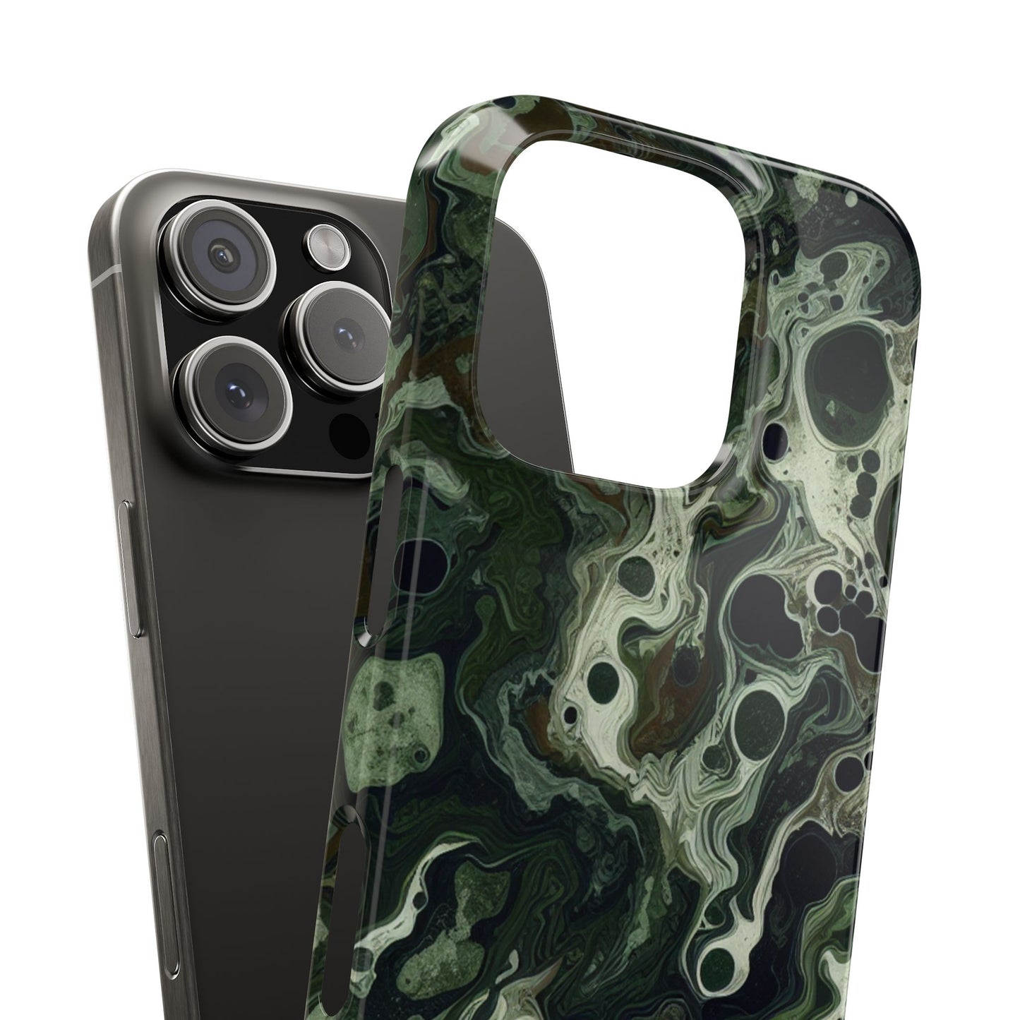 Marbled Green Slim Phone Case - Stylish Protection for Nature Lovers