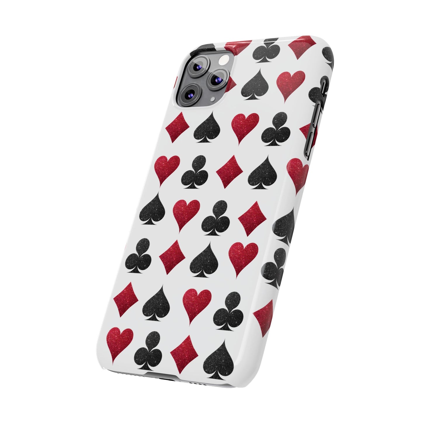 Stylish Playing Card Slim Phone Case - Red & Black Design