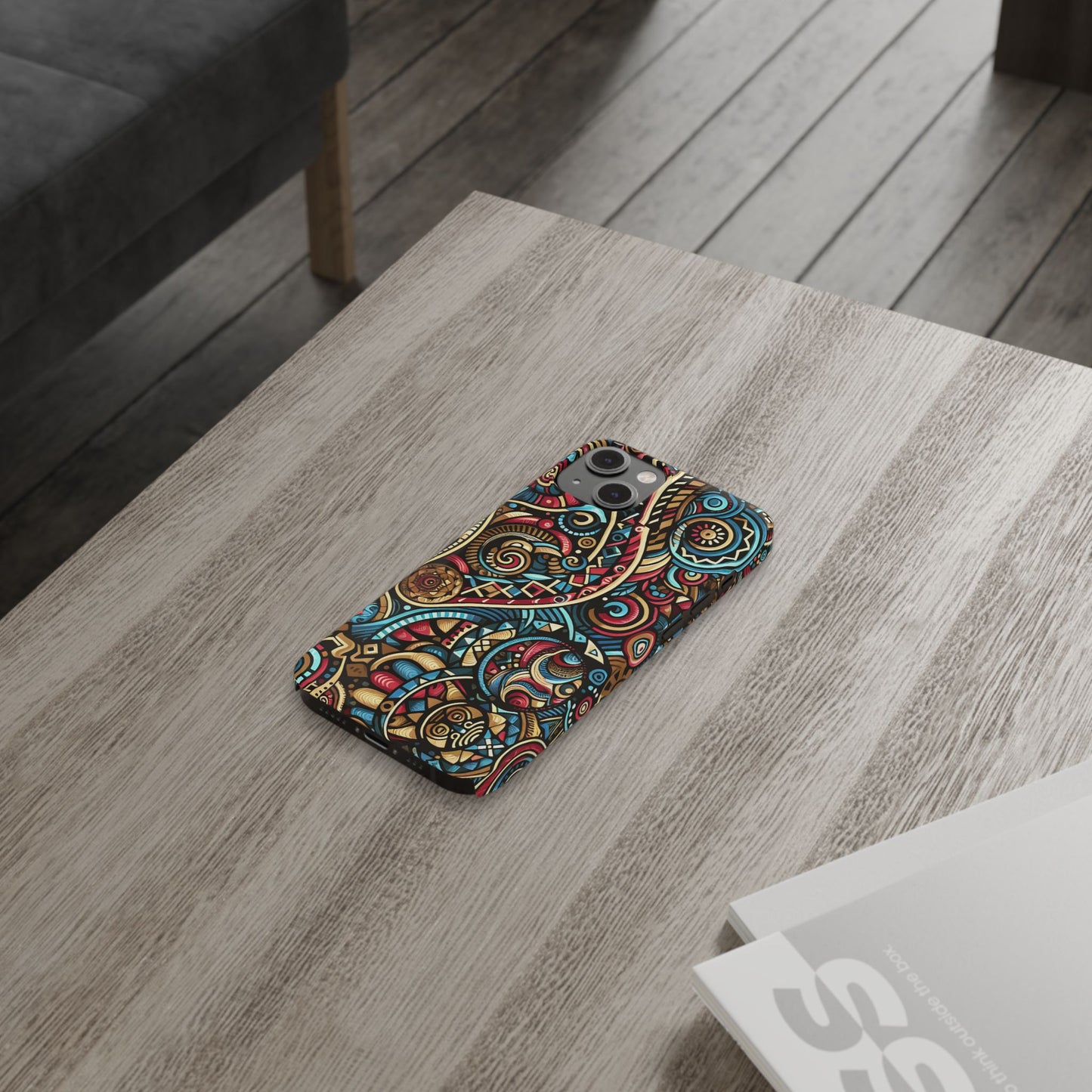 Vibrant Bohemian Slim Phone Case - Artistic Swirl Design