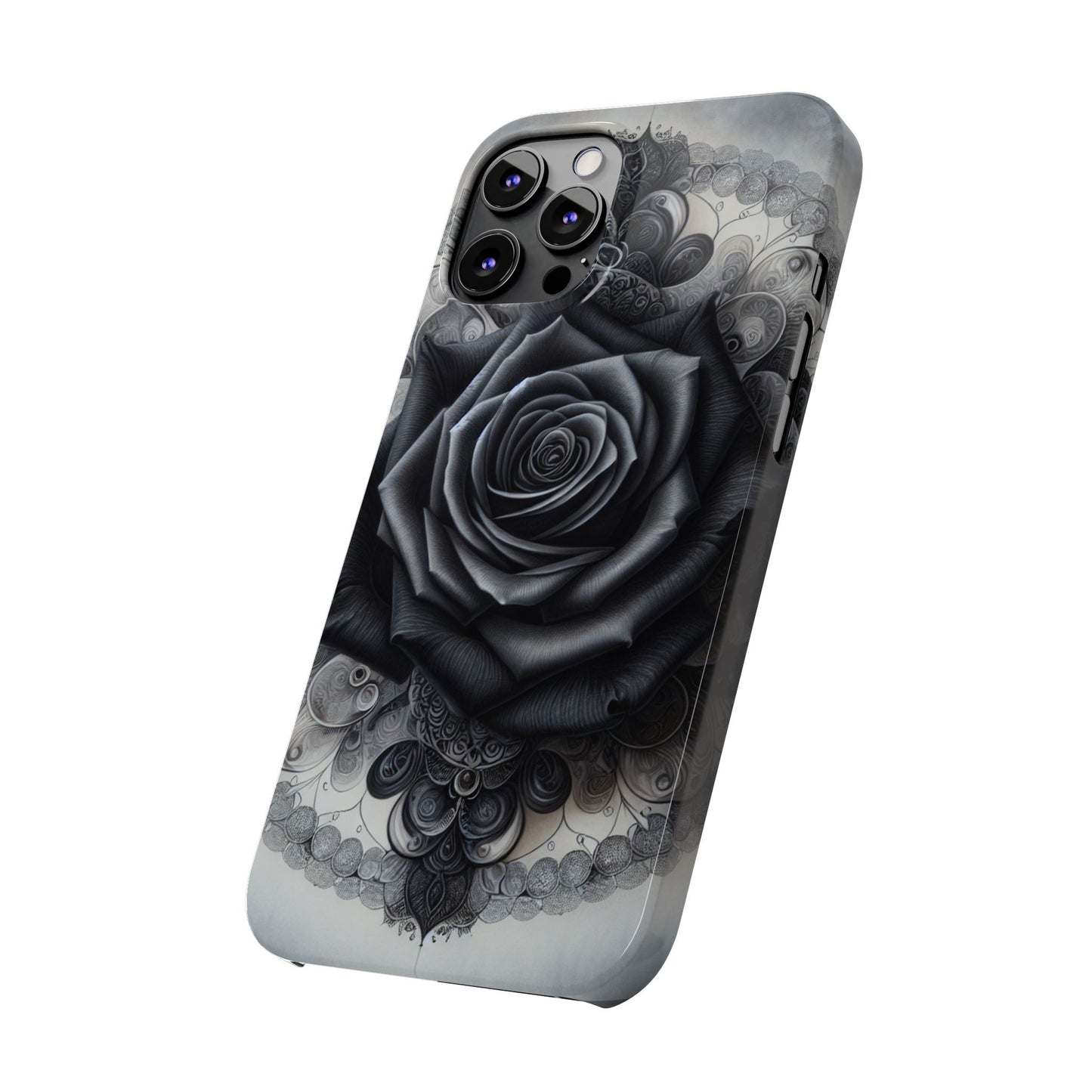 Elegant Black Rose Slim Phone Case for Stylish Protection