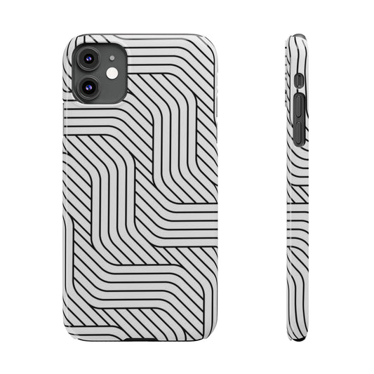 Stylish Geometric Slim Phone Case - Sleek Black and White Design for Minimalist Aesthetics