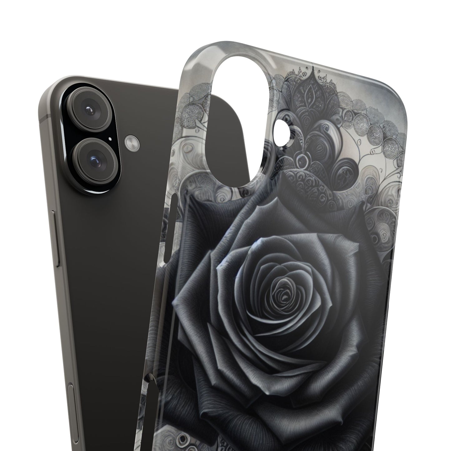 Elegant Black Rose Slim Phone Case for Stylish Protection