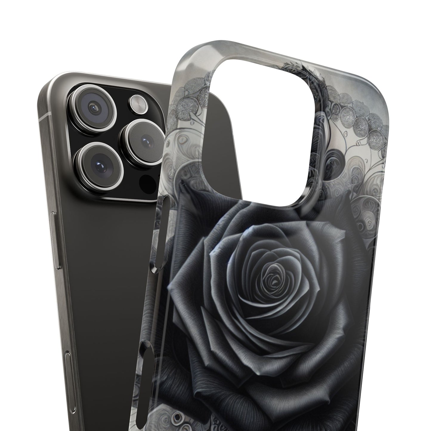 Elegant Black Rose Slim Phone Case for Stylish Protection