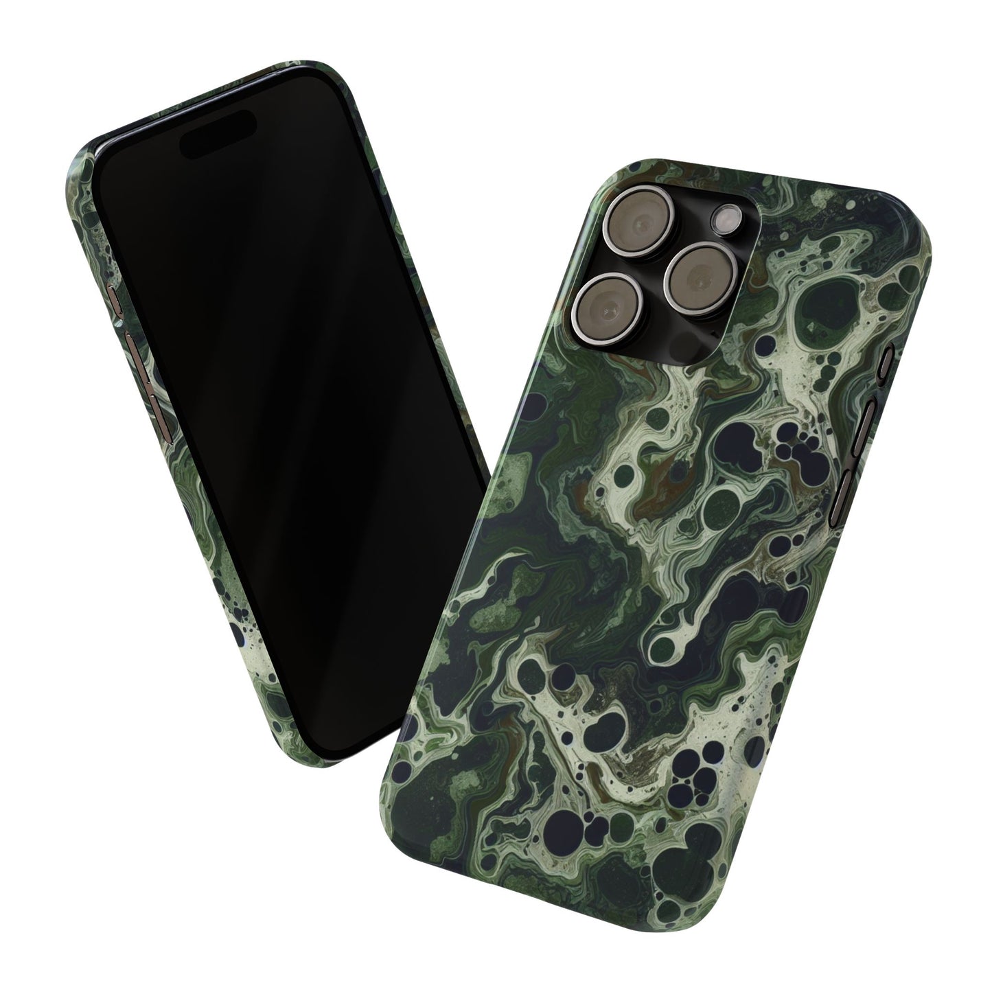 Marbled Green Slim Phone Case - Stylish Protection for Nature Lovers