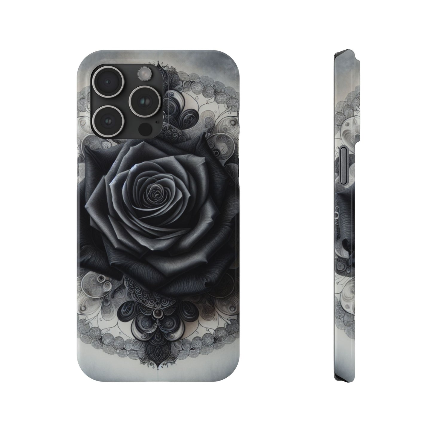 Elegant Black Rose Slim Phone Case for Stylish Protection