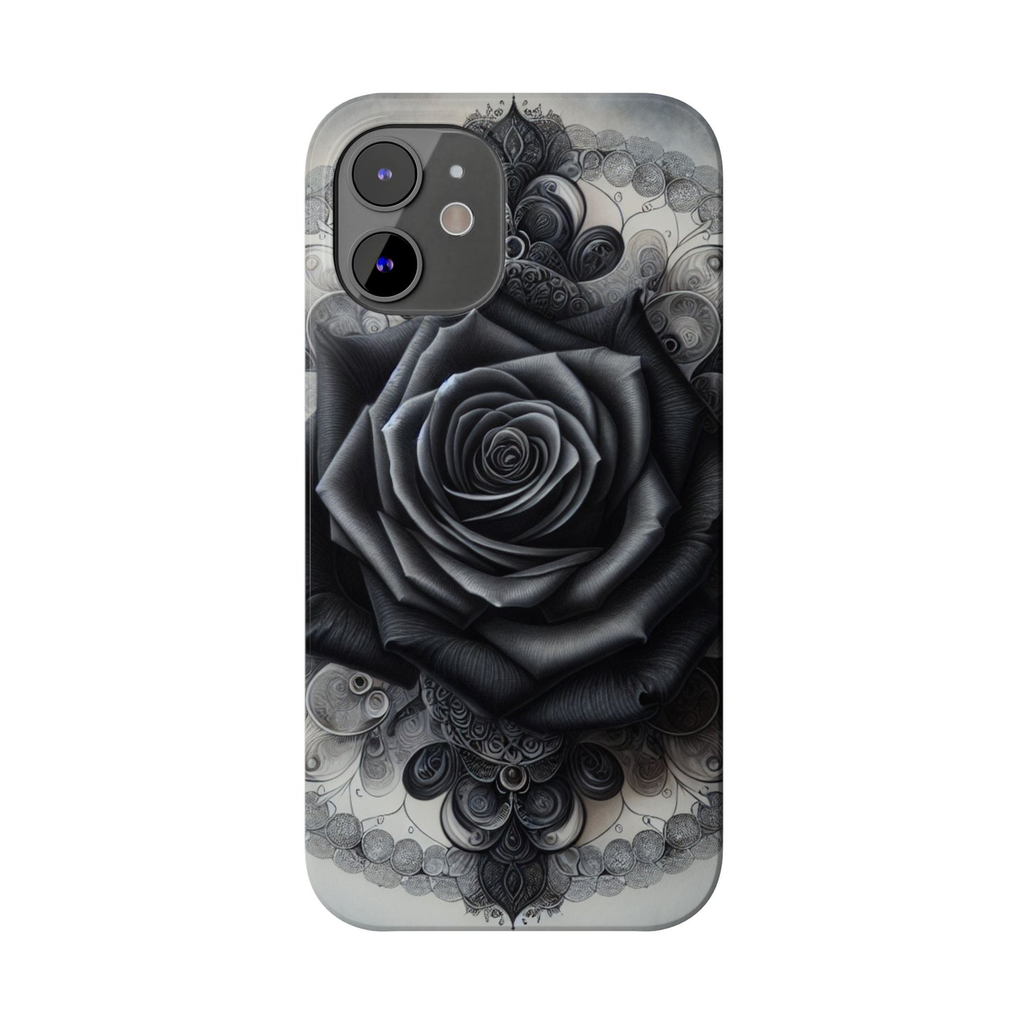 Elegant Black Rose Slim Phone Case for Stylish Protection