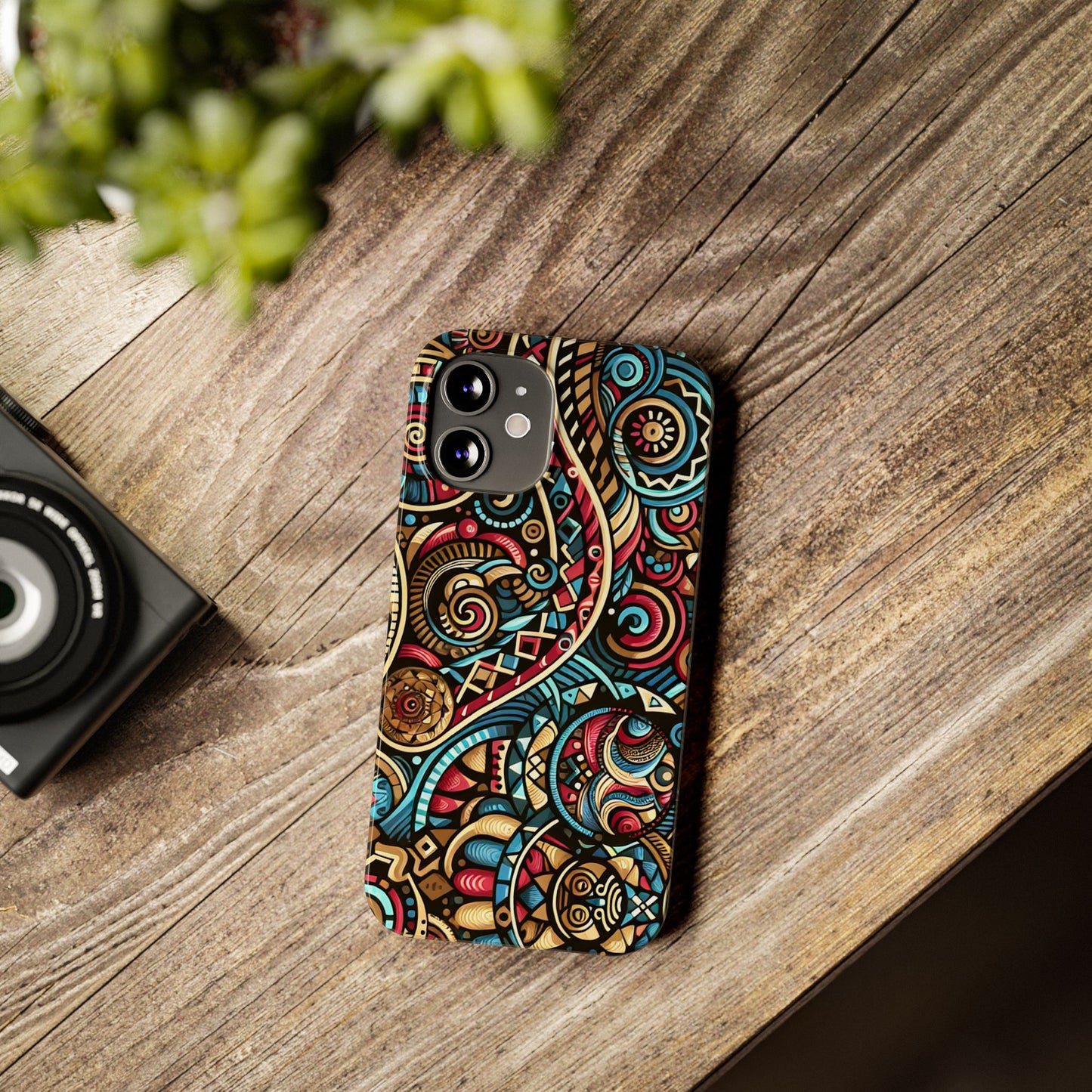 Vibrant Bohemian Slim Phone Case - Artistic Swirl Design