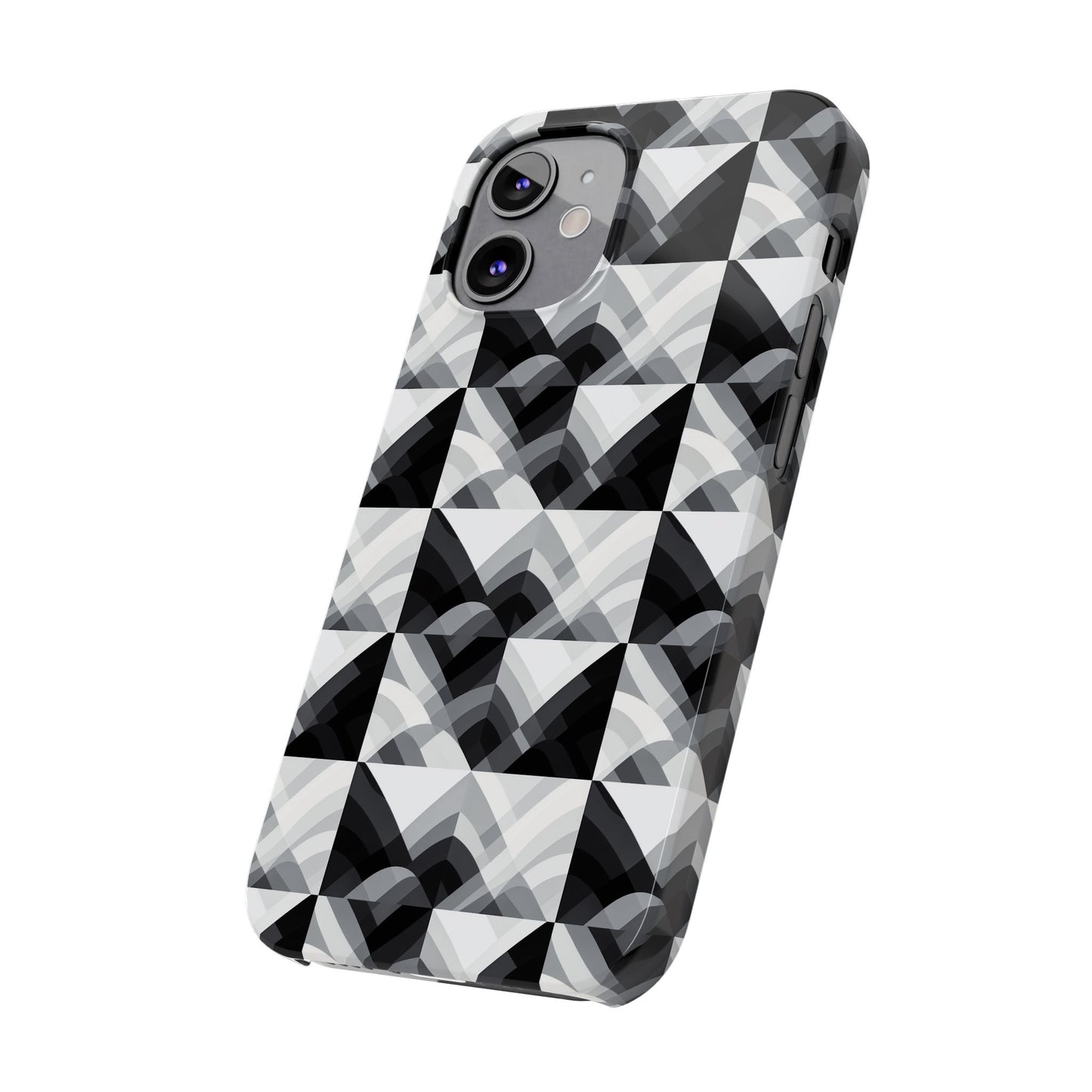 Stylish Black and Gray Slim Phone Case - Geometric Pattern for Modern Aesthetics