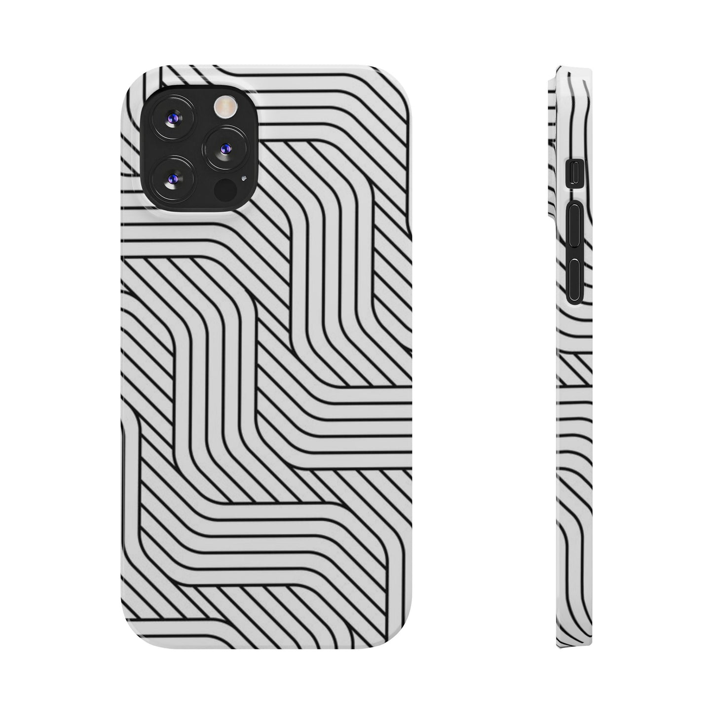 Stylish Geometric Slim Phone Case - Sleek Black and White Design for Minimalist Aesthetics