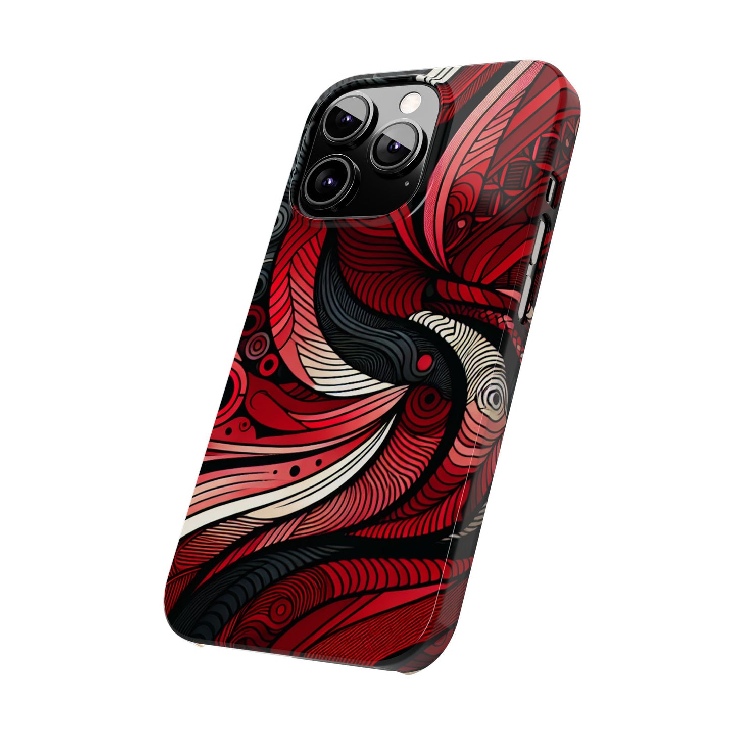 Artistic Red Swirl Slim Phone Case - Trendy Design for Stylish Protection