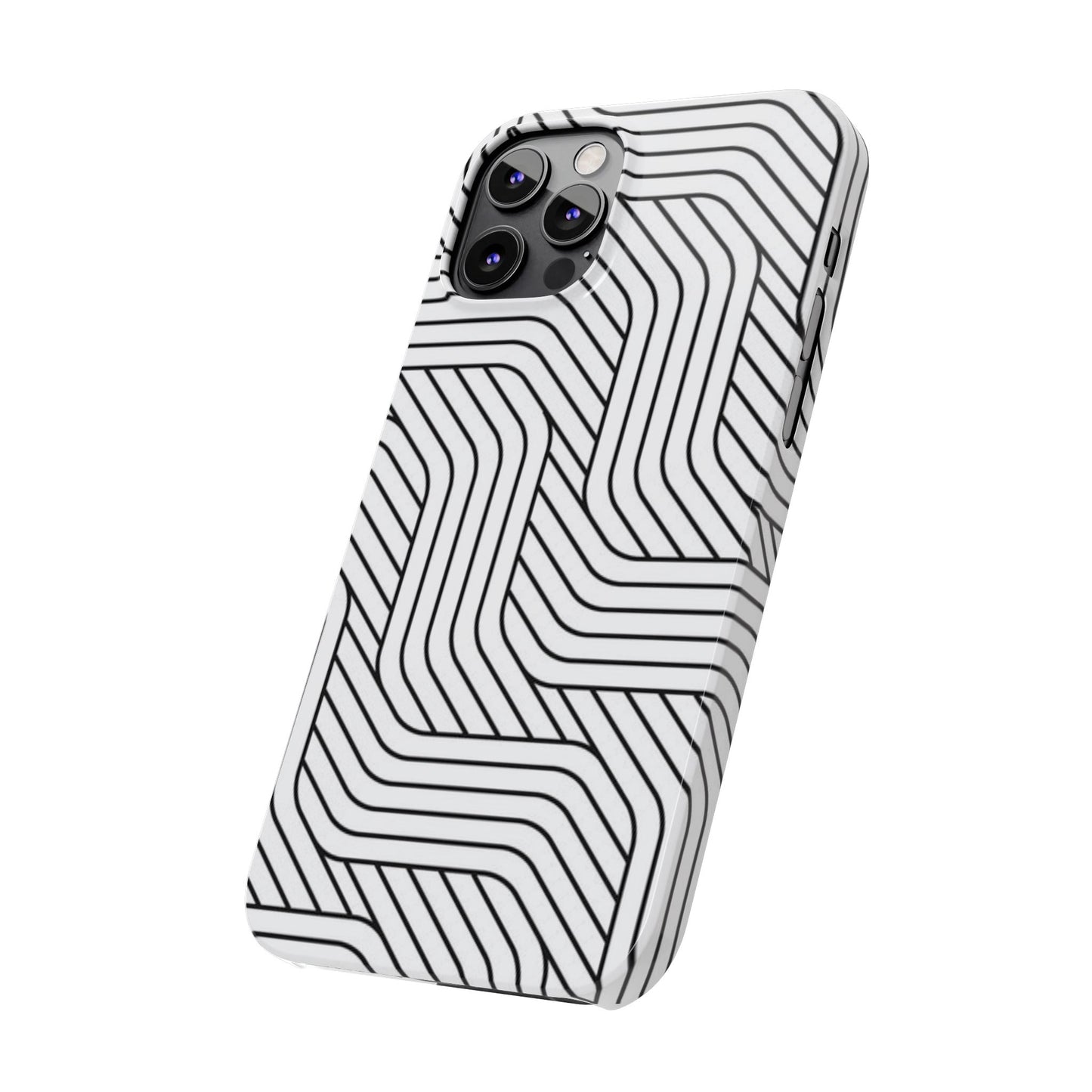 Stylish Geometric Slim Phone Case - Sleek Black and White Design for Minimalist Aesthetics