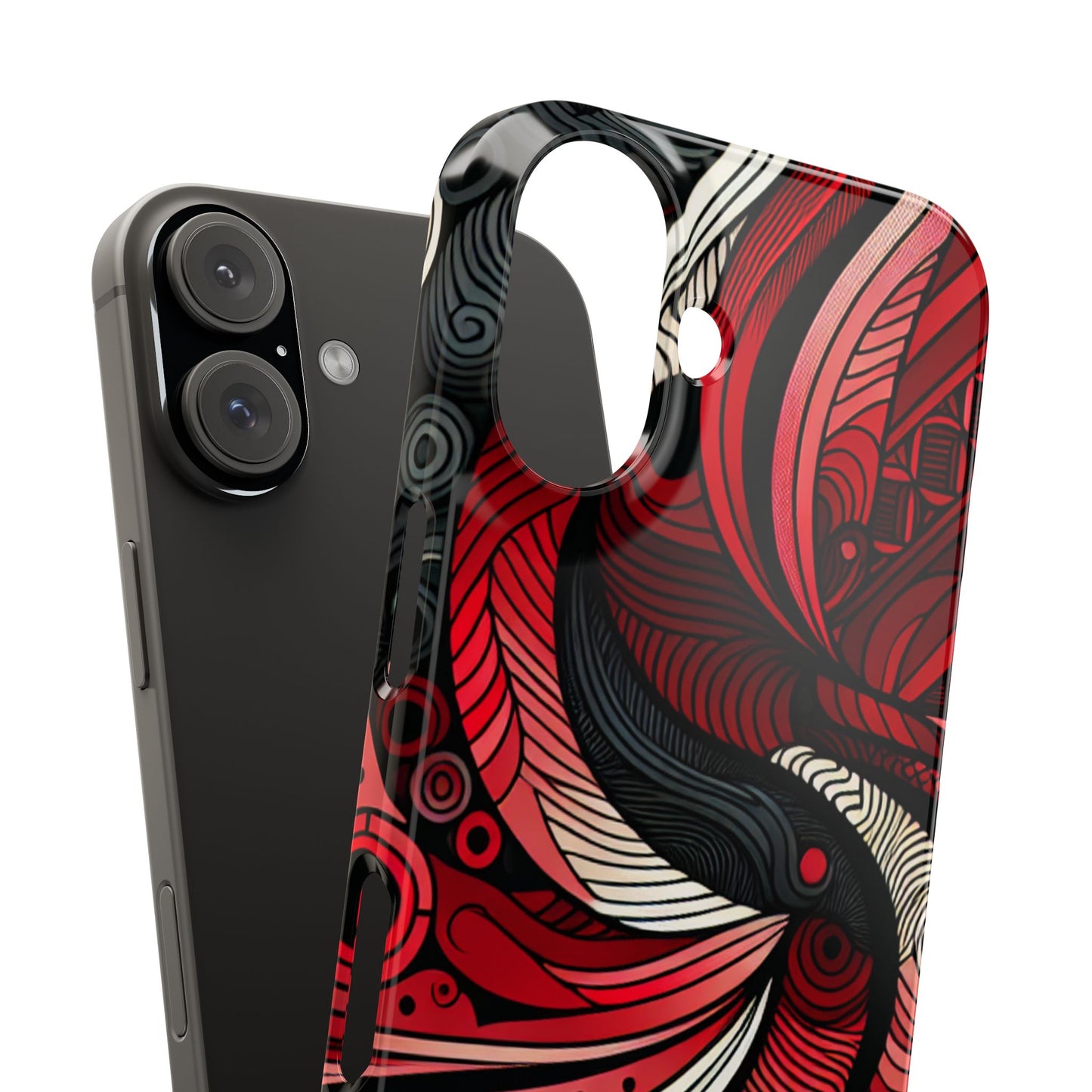 Artistic Red Swirl Slim Phone Case - Trendy Design for Stylish Protection