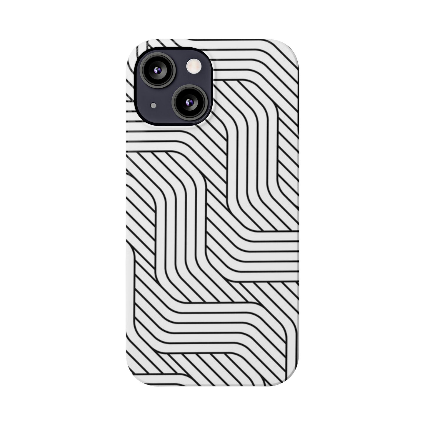 Stylish Geometric Slim Phone Case - Sleek Black and White Design for Minimalist Aesthetics