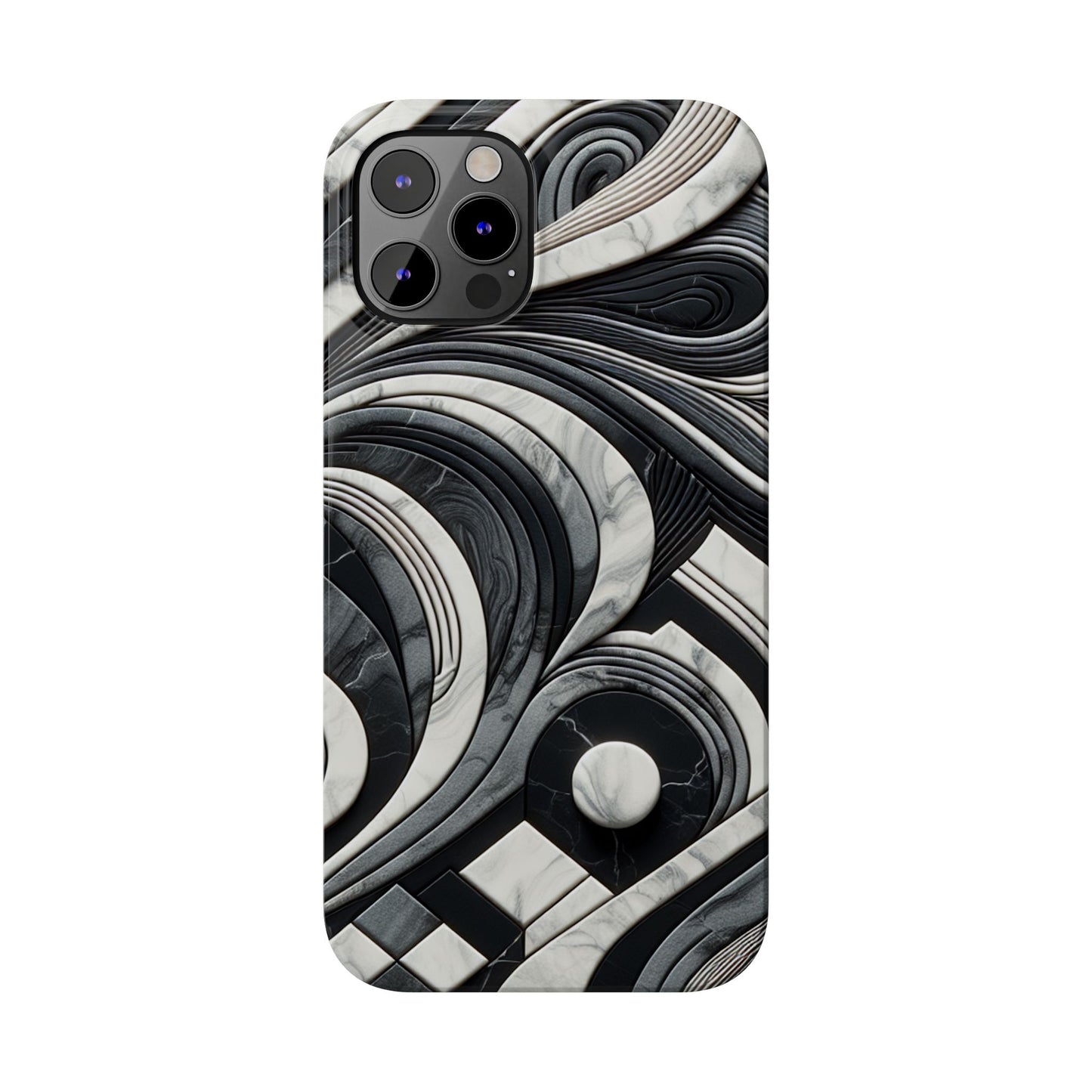 Elegant Marble Slim Phone Case - Stylish Black & White Design