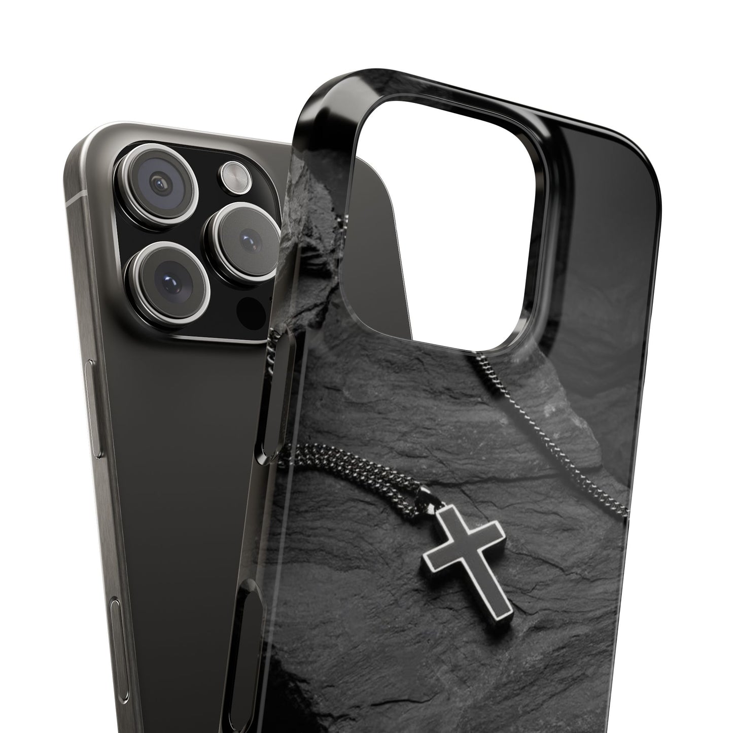 Minimalist Black Cross Slim Phone Case - Stylish & Modern Design