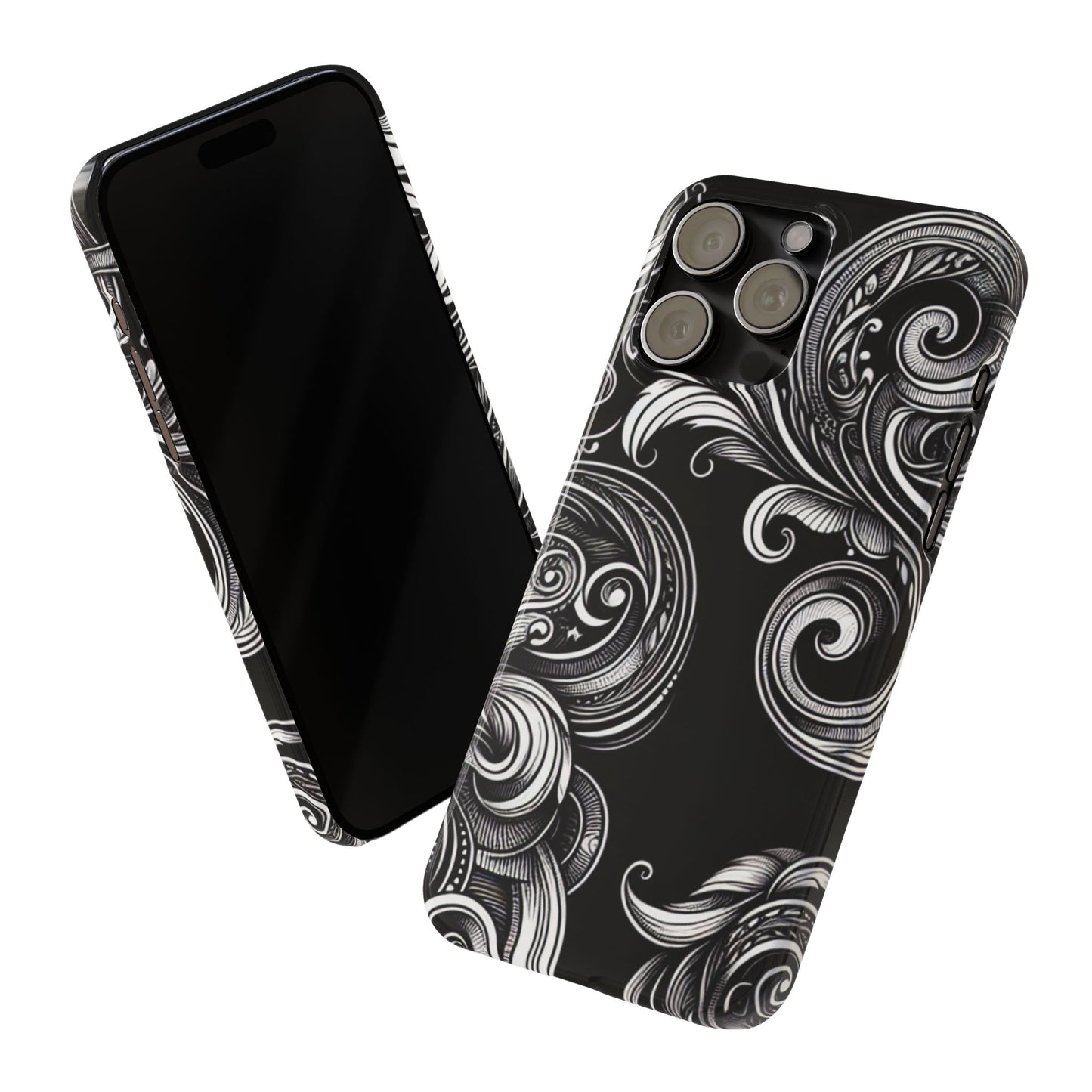 Elegant Black Swirl Slim Phone Case - Artistic Design for All Occasions