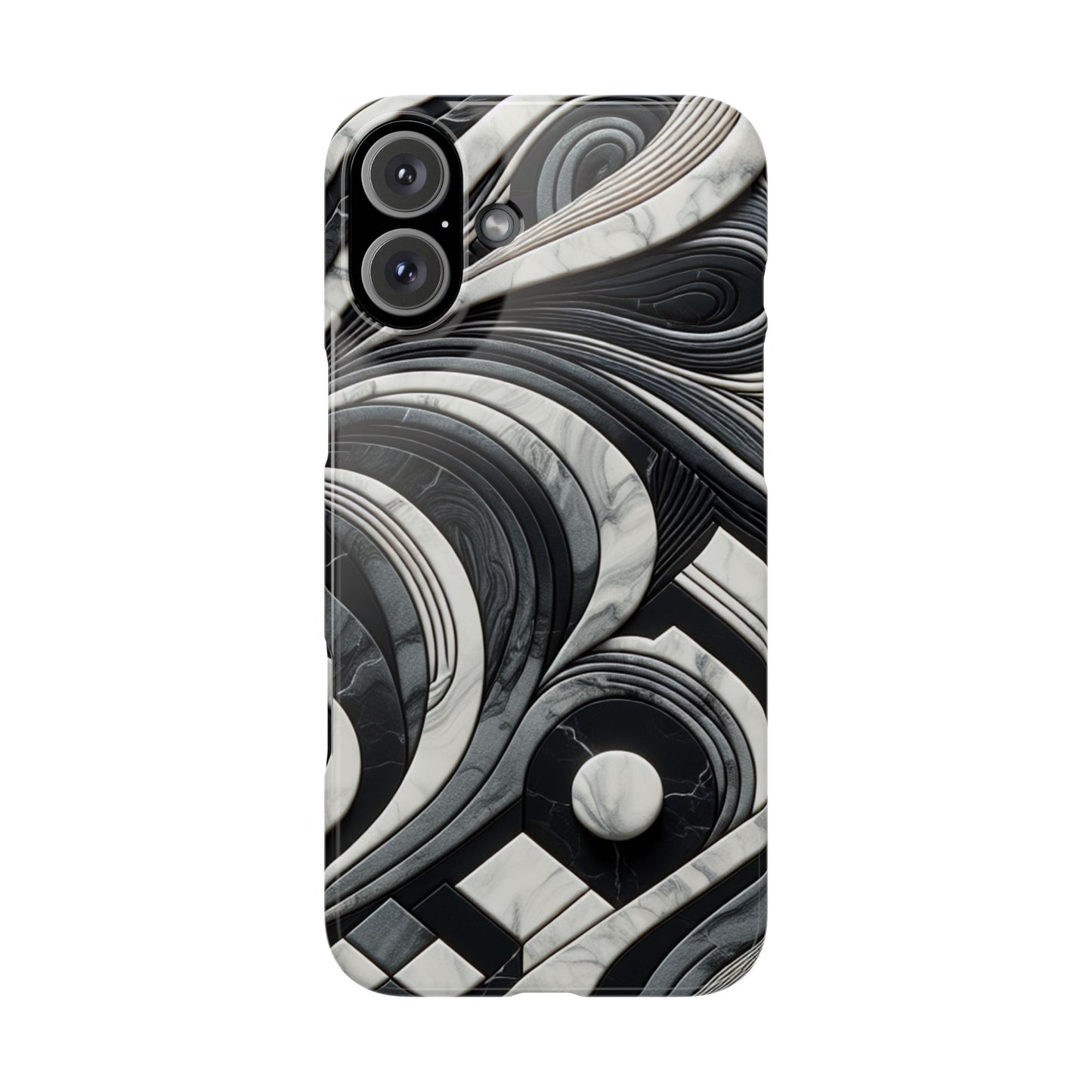 Elegant Marble Slim Phone Case - Stylish Black & White Design