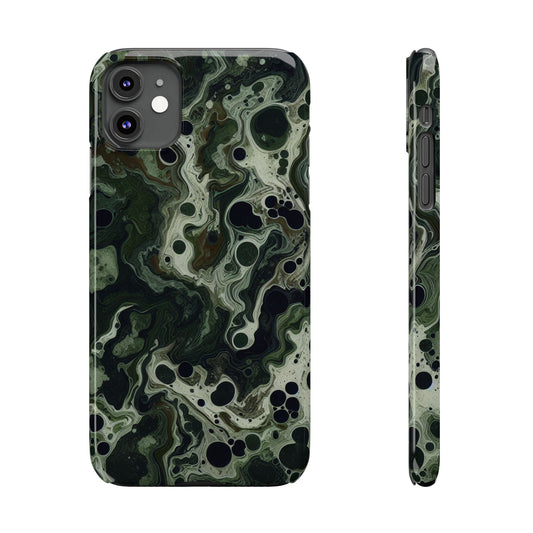 Marbled Green Slim Phone Case - Stylish Protection for Nature Lovers