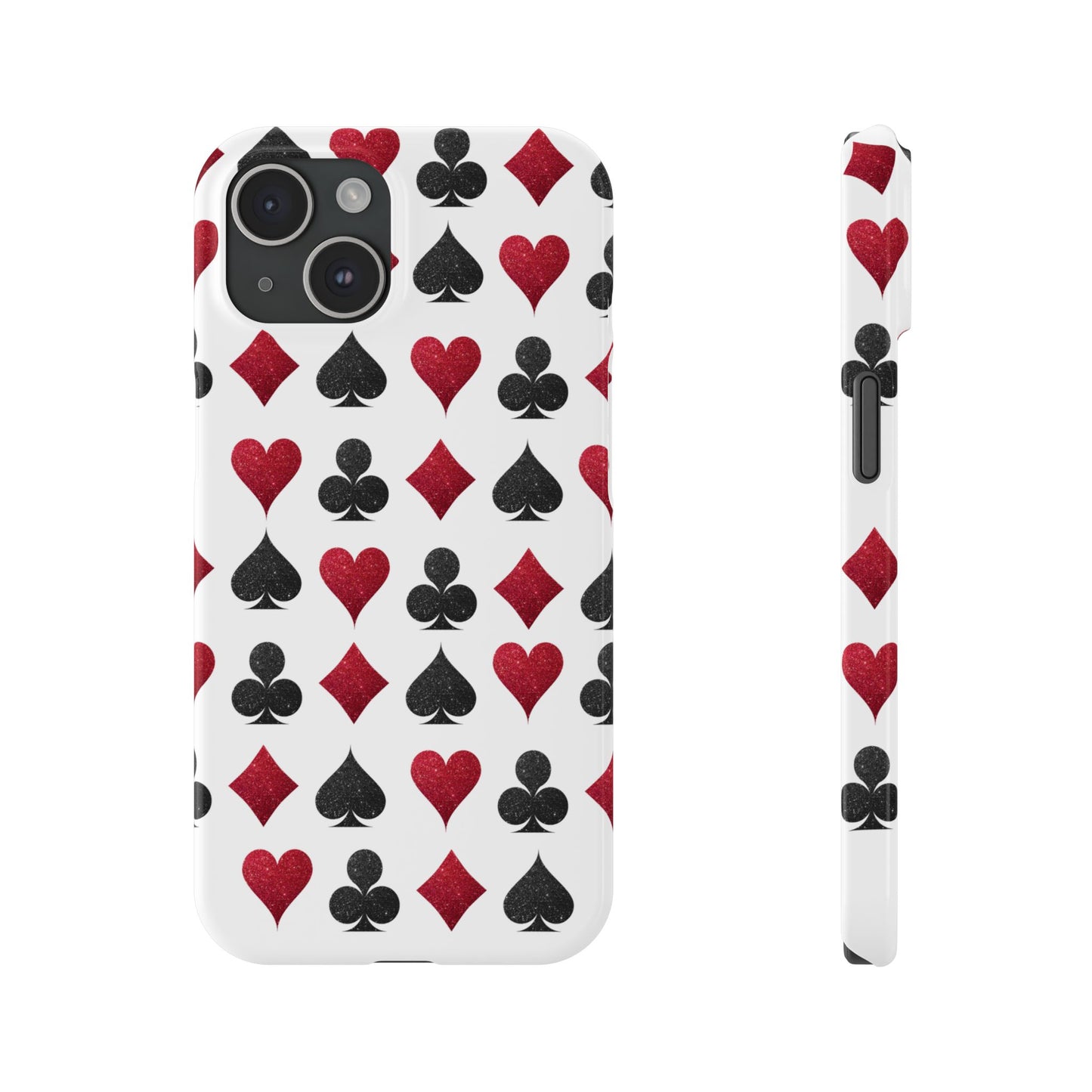 Stylish Playing Card Slim Phone Case - Red & Black Design