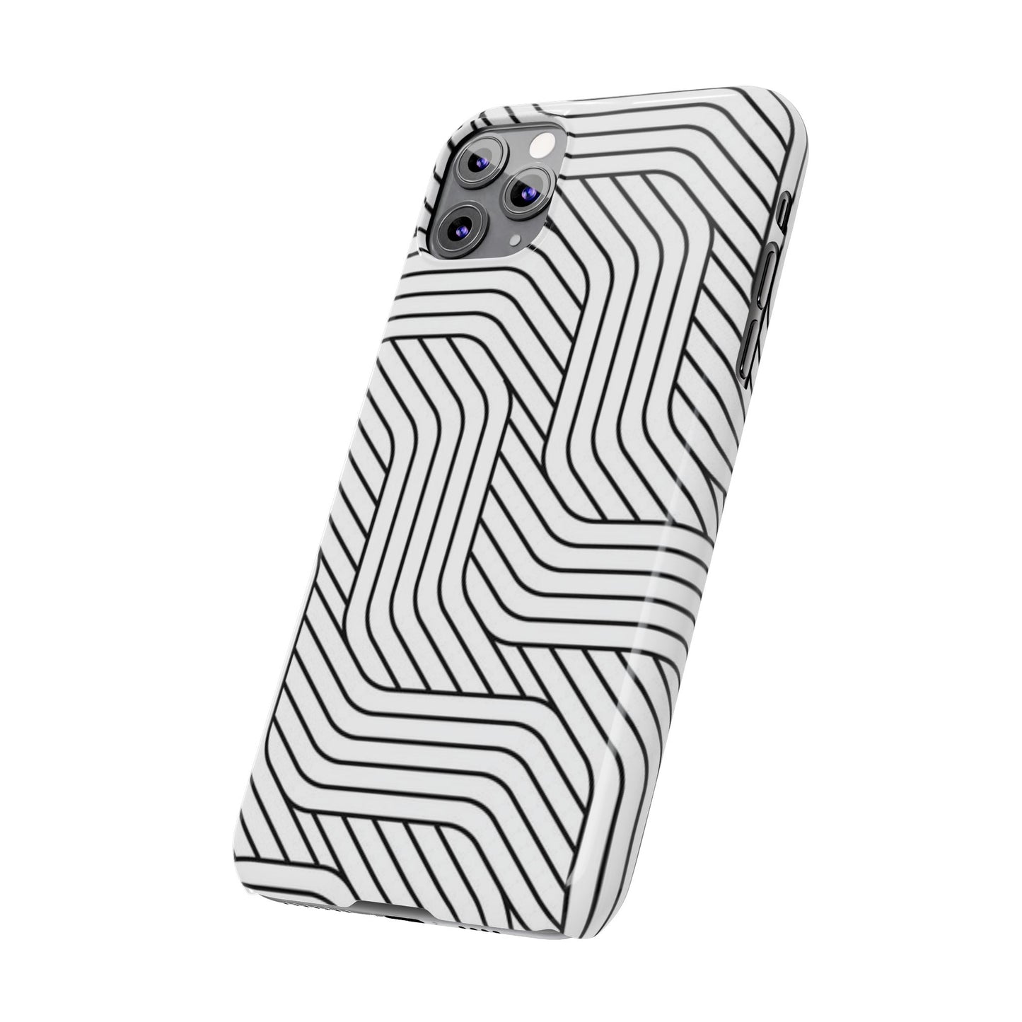 Stylish Geometric Slim Phone Case - Sleek Black and White Design for Minimalist Aesthetics