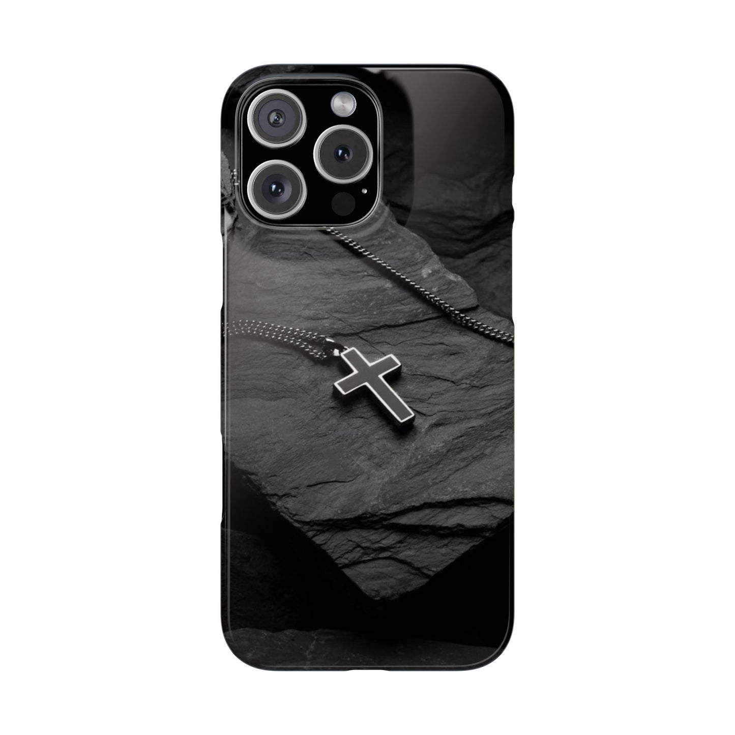 Minimalist Black Cross Slim Phone Case - Stylish & Modern Design