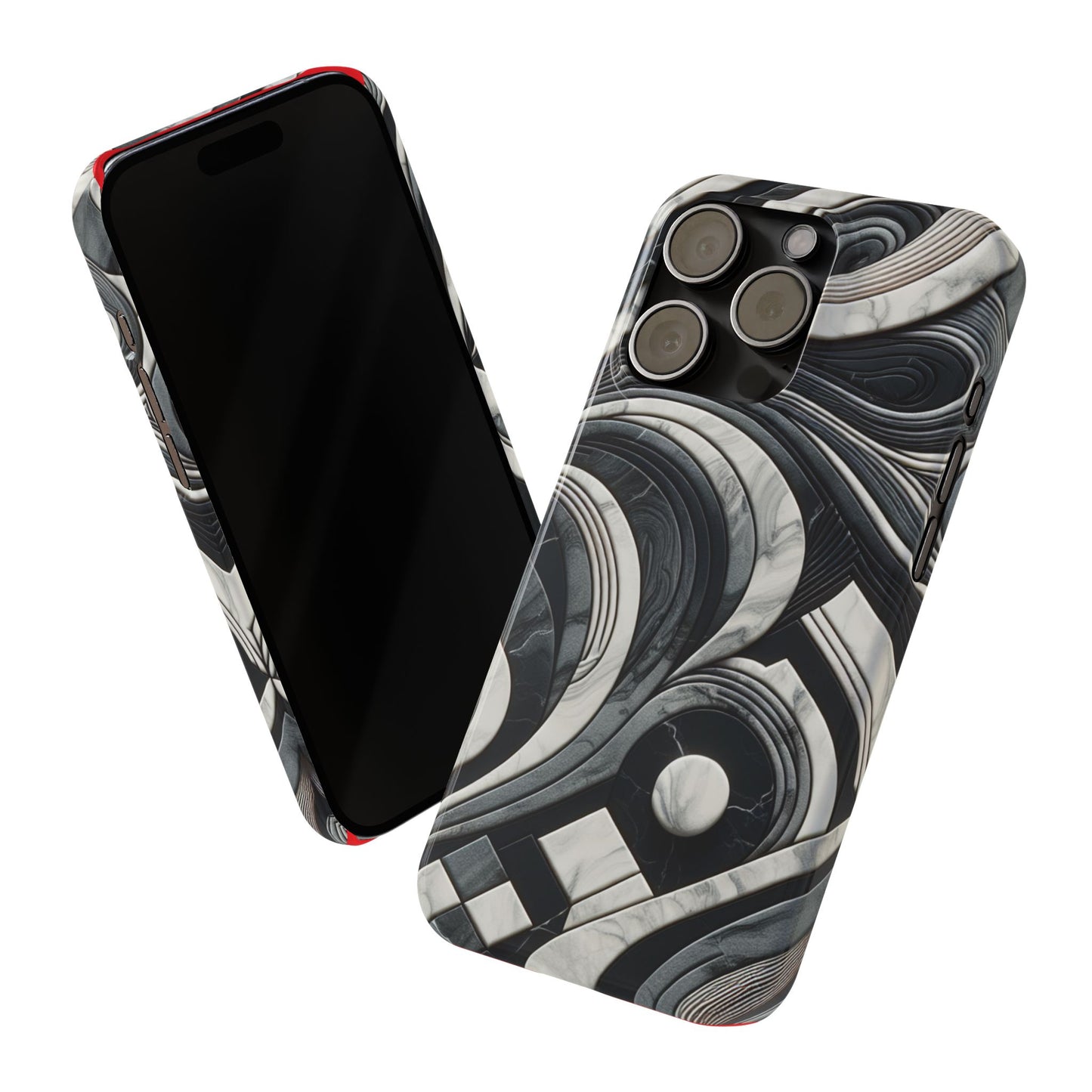 Elegant Marble Slim Phone Case - Stylish Black & White Design