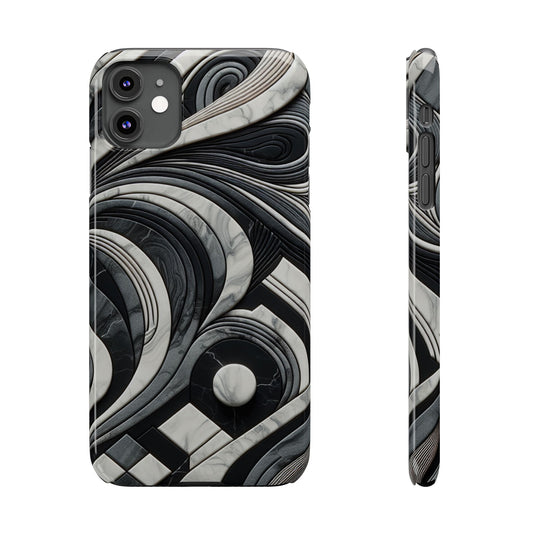 Elegant Marble Slim Phone Case - Stylish Black & White Design