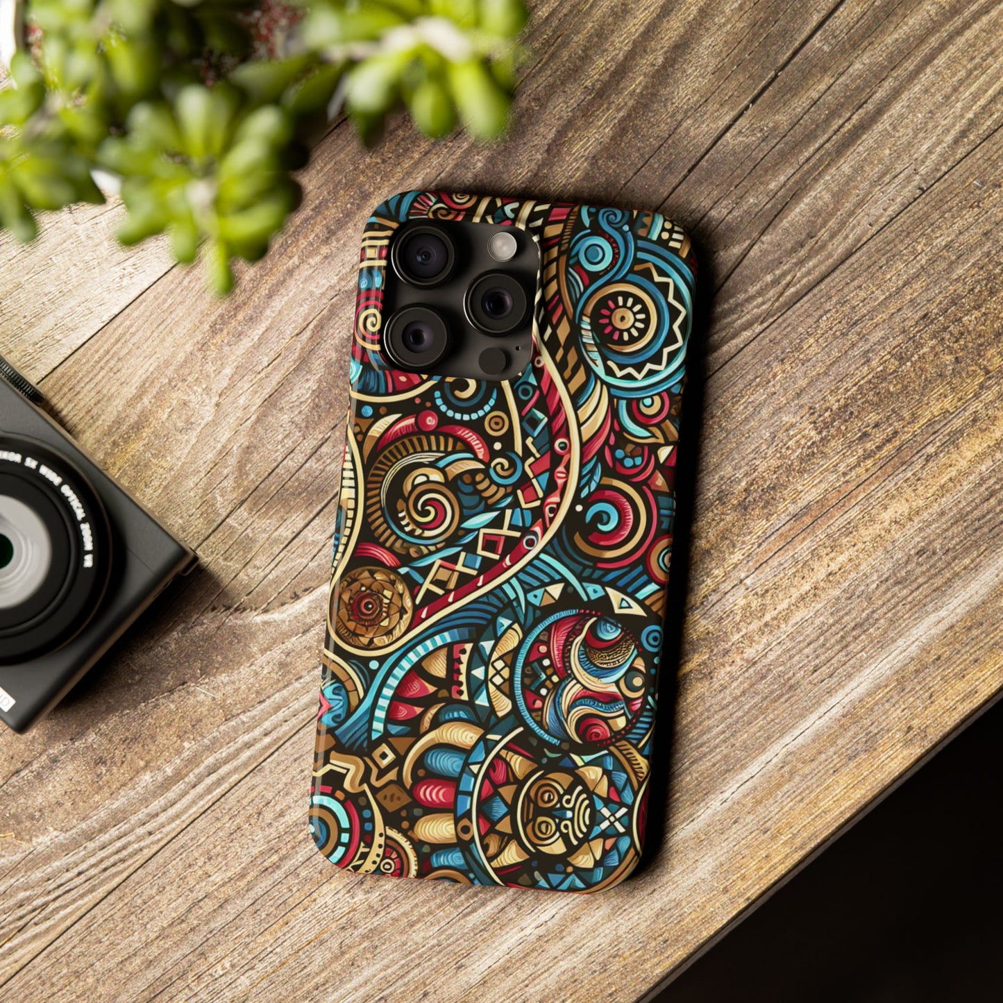 Vibrant Bohemian Slim Phone Case - Artistic Swirl Design