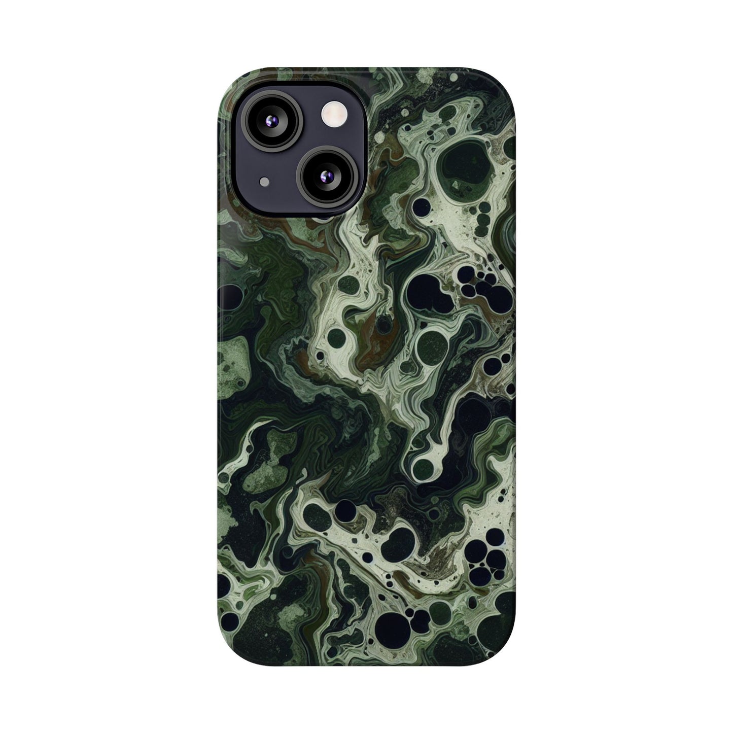 Marbled Green Slim Phone Case - Stylish Protection for Nature Lovers