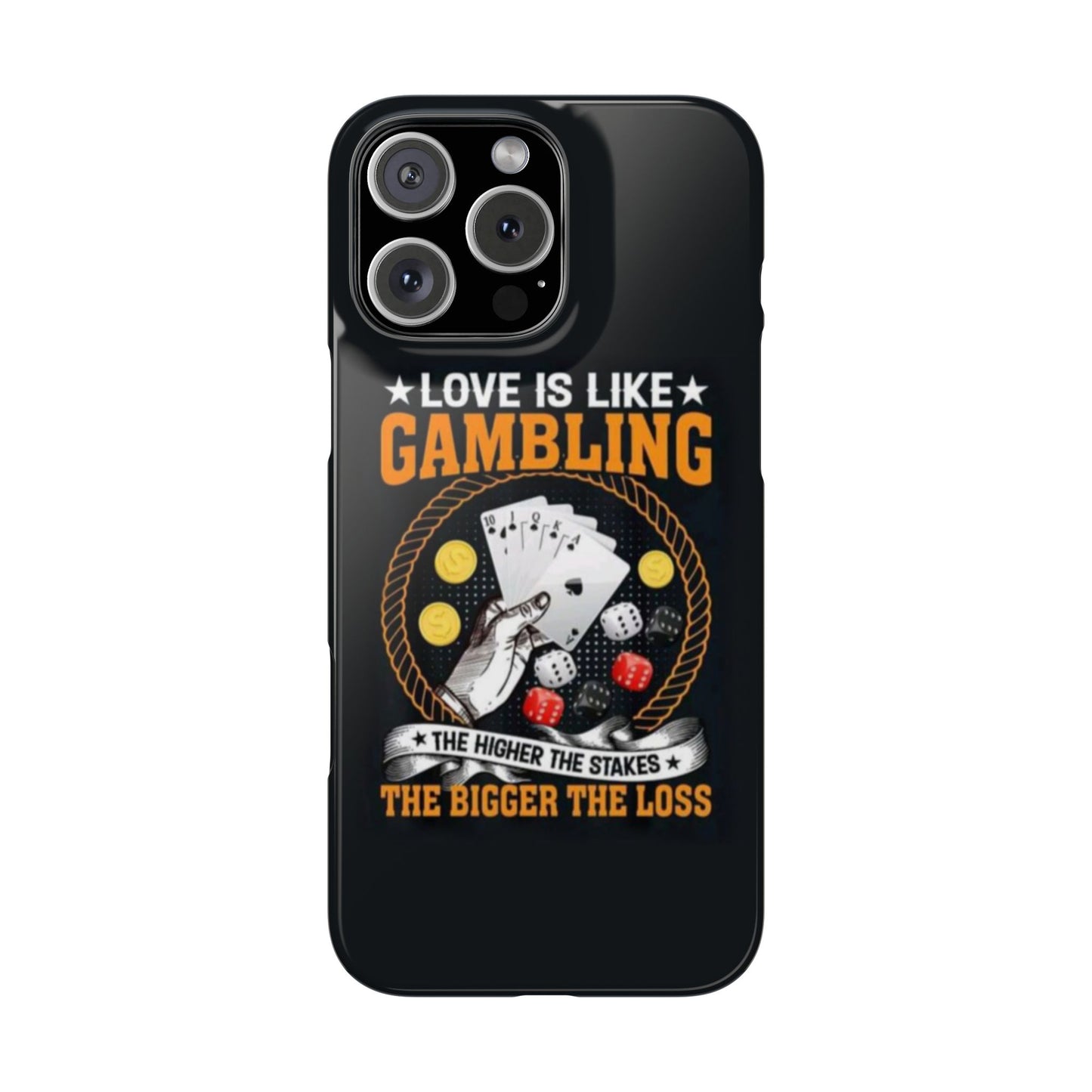 Gambling-Themed Slim Phone Case - 'Love is Like Gambling' Design