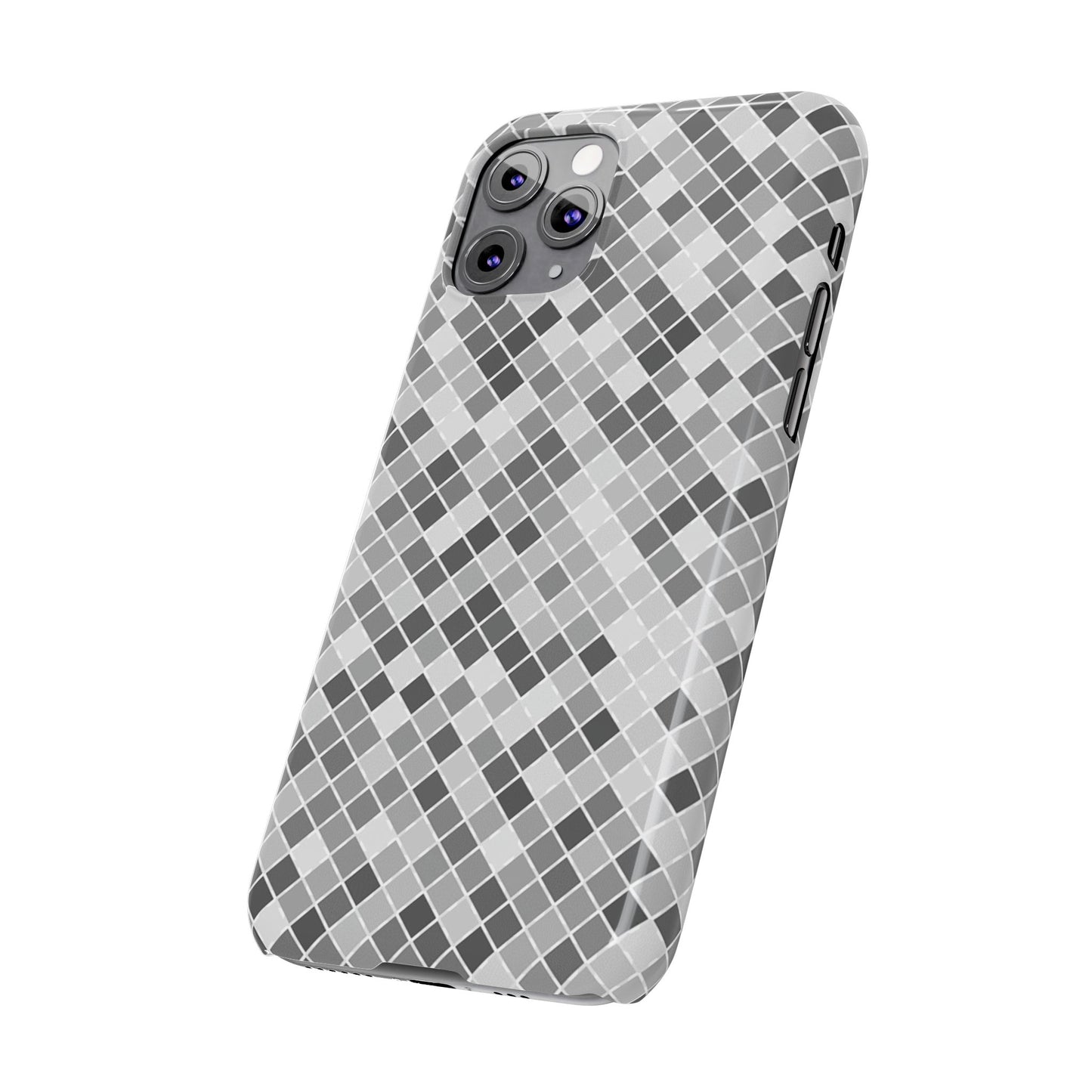 Chic Grey Mosaic Slim Phone Case - Stylish Protection for Modern Lifestyle