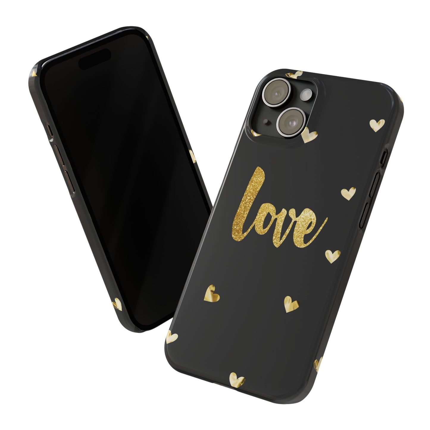 Glitter Love Slim Phone Case - Stylish Black Love Design