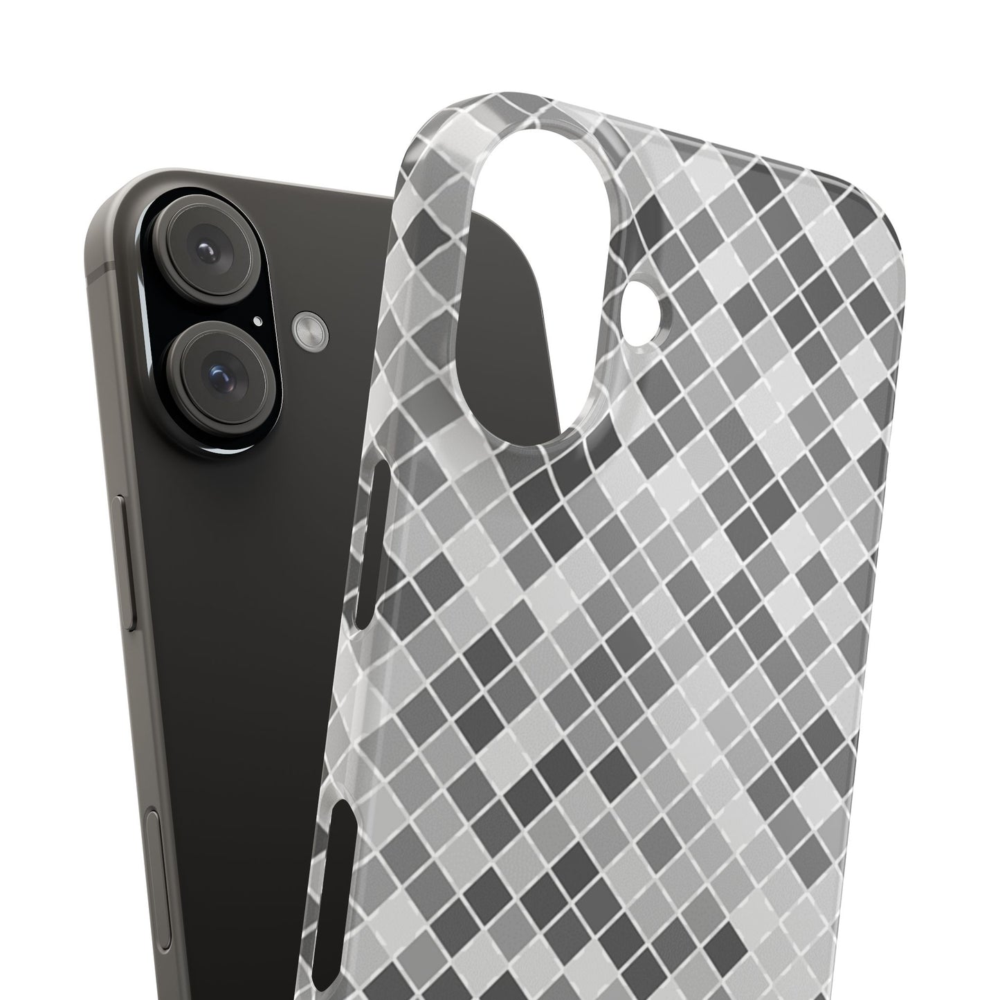 Chic Grey Mosaic Slim Phone Case - Stylish Protection for Modern Lifestyle