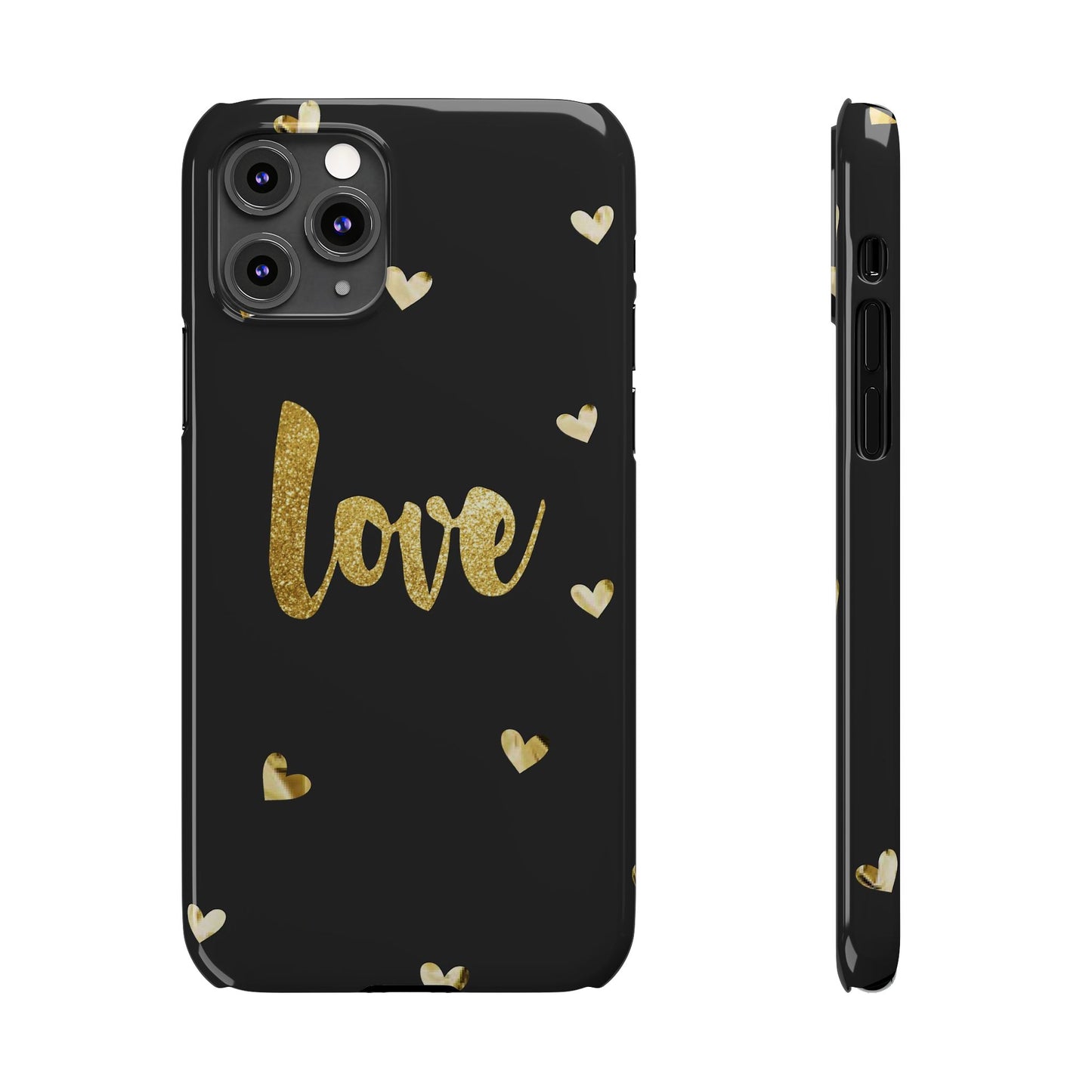 Glitter Love Slim Phone Case - Stylish Black Love Design