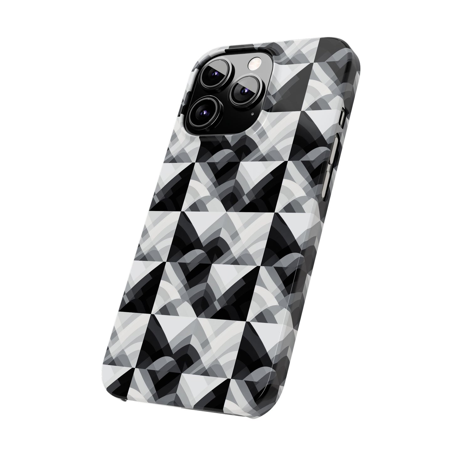 Stylish Black and Gray Slim Phone Case - Geometric Pattern for Modern Aesthetics