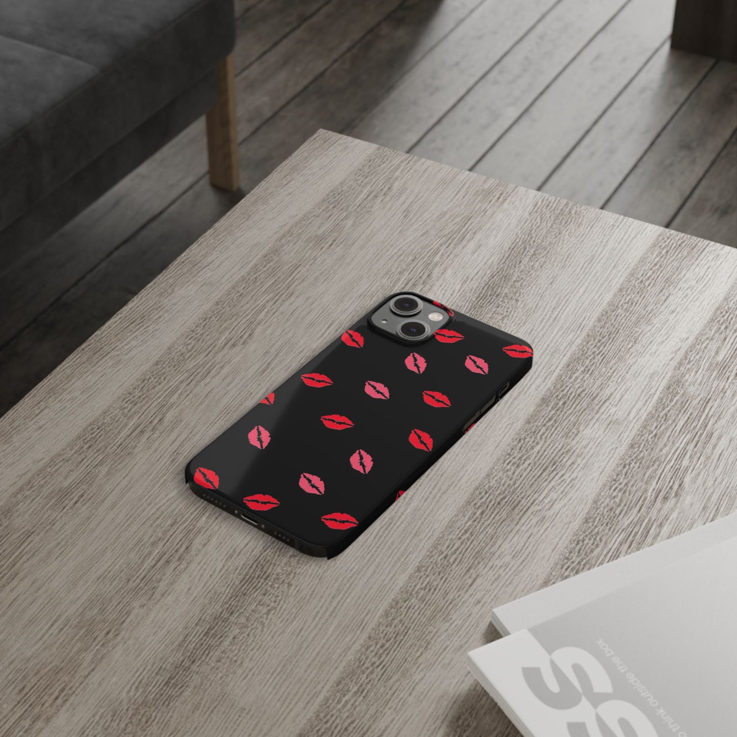 Kiss Mark Slim Phone Case - Chic Lip Print Design for Fashion Lovers