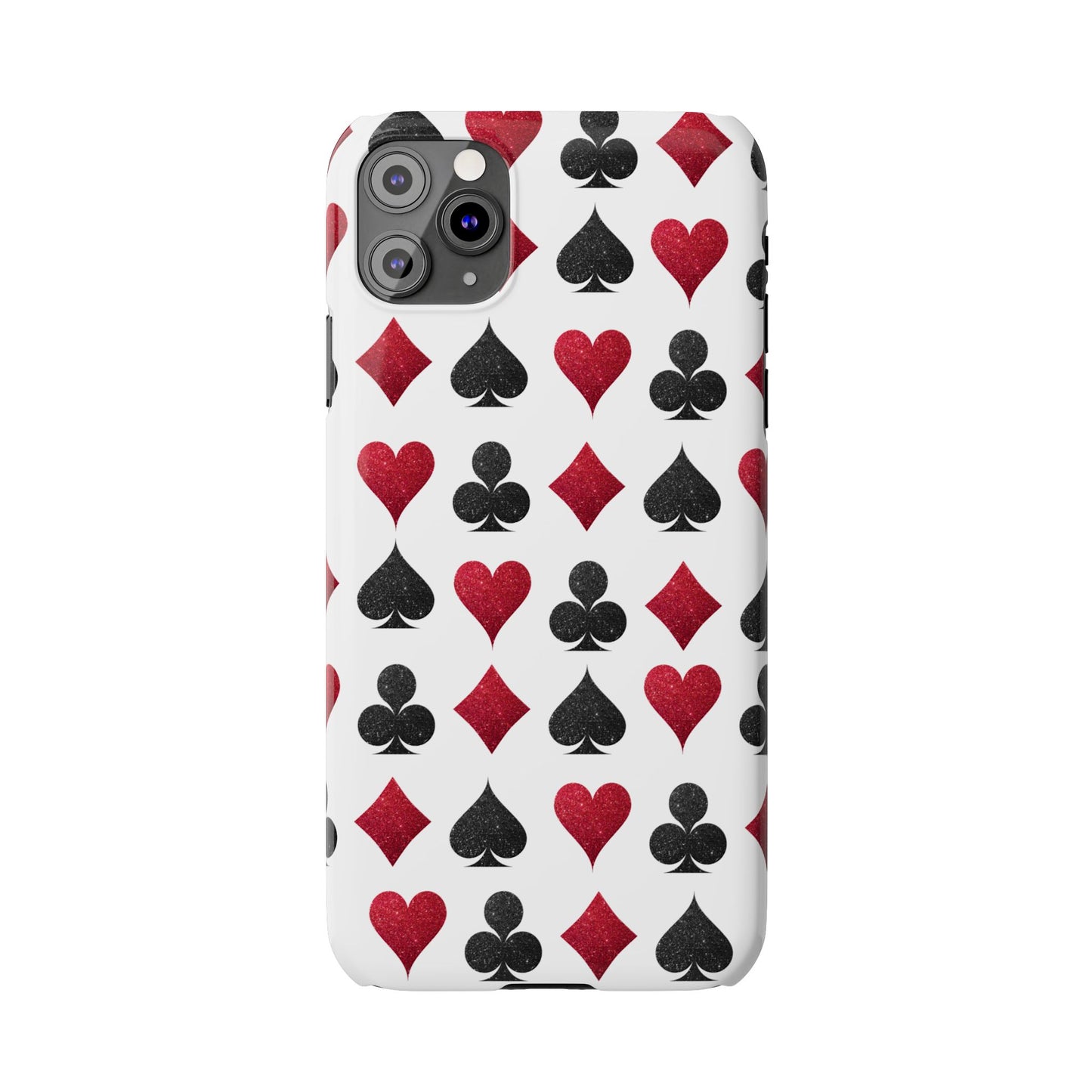 Stylish Playing Card Slim Phone Case - Red & Black Design