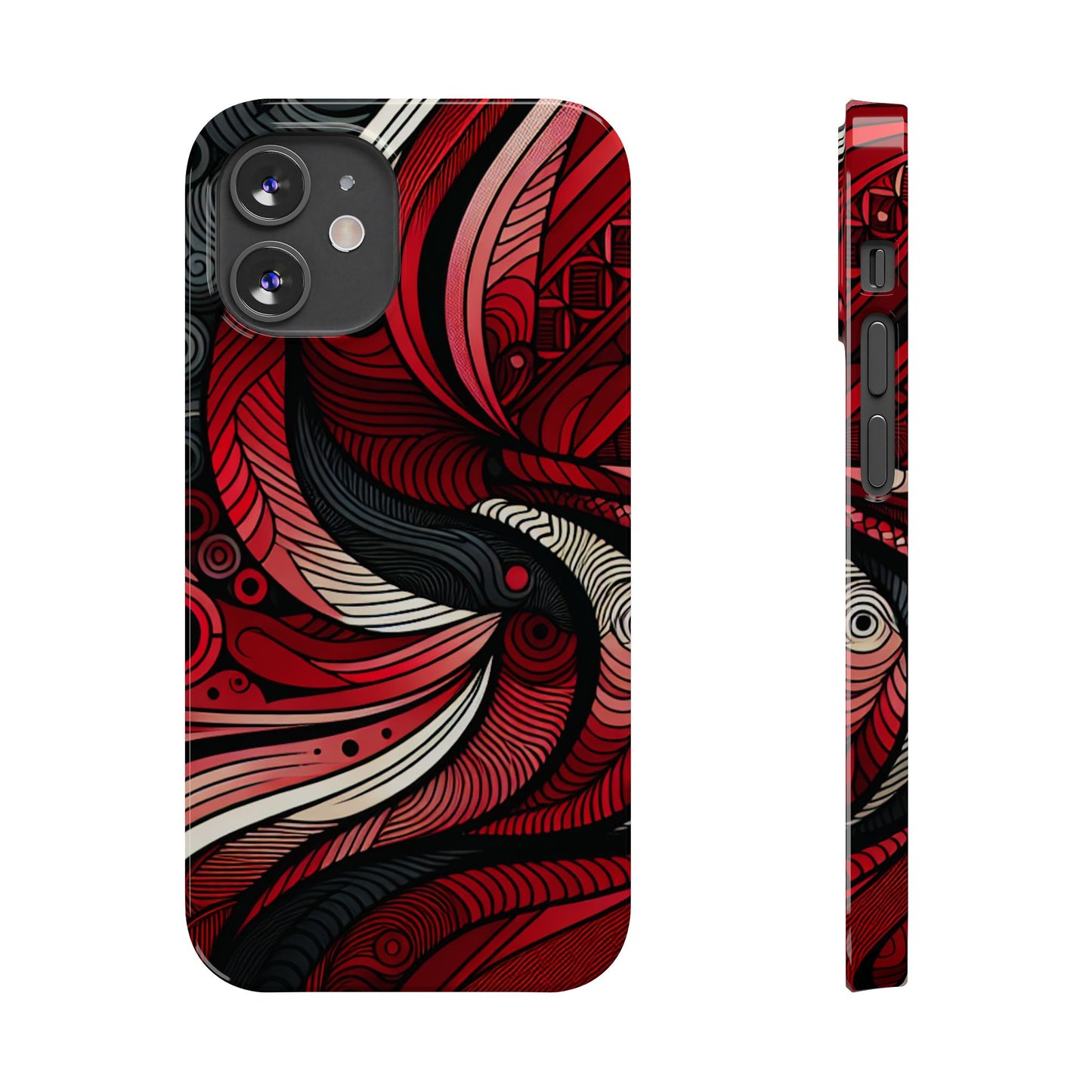 Artistic Red Swirl Slim Phone Case - Trendy Design for Stylish Protection