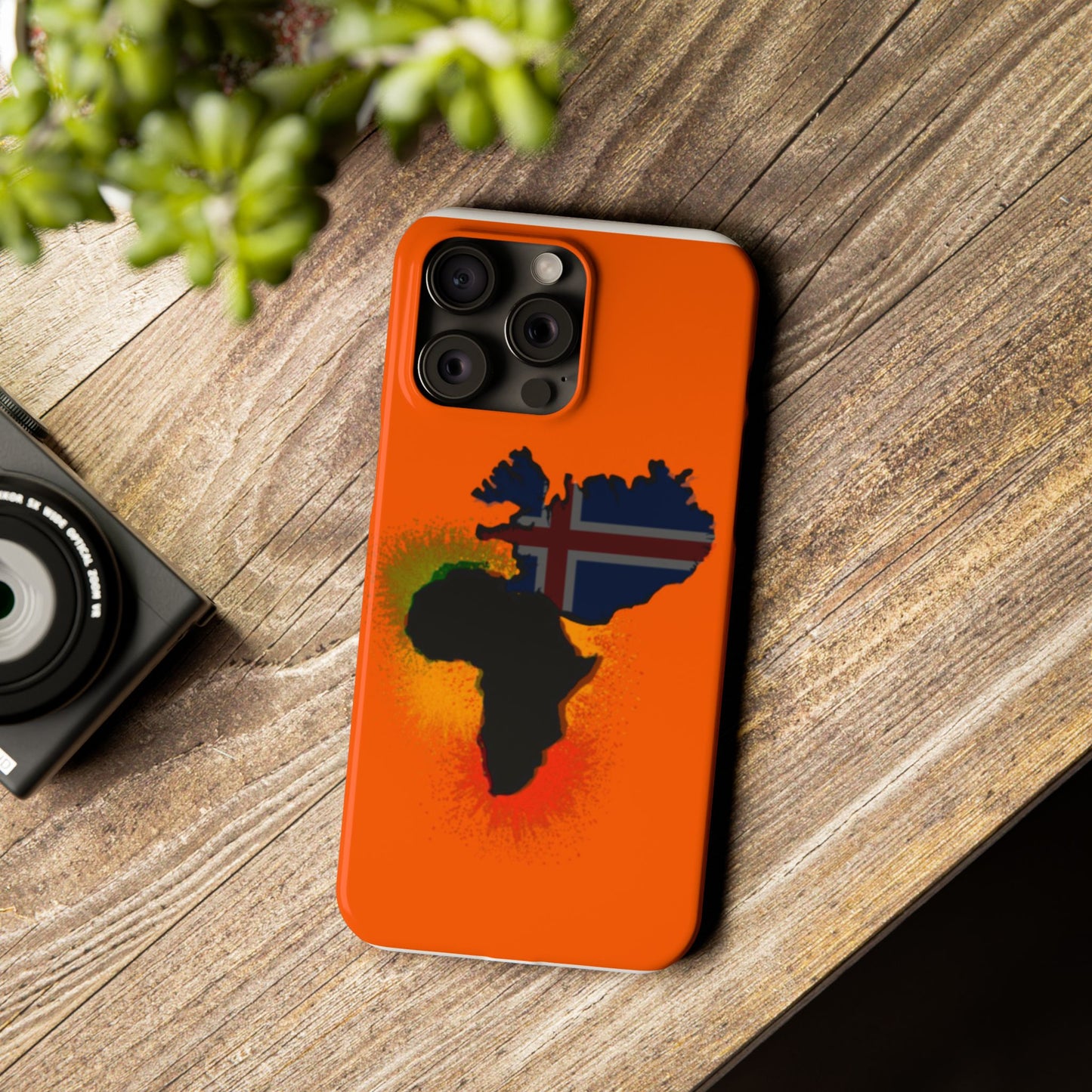 Bold African Map Slim Phone Case with Icelandic Flag