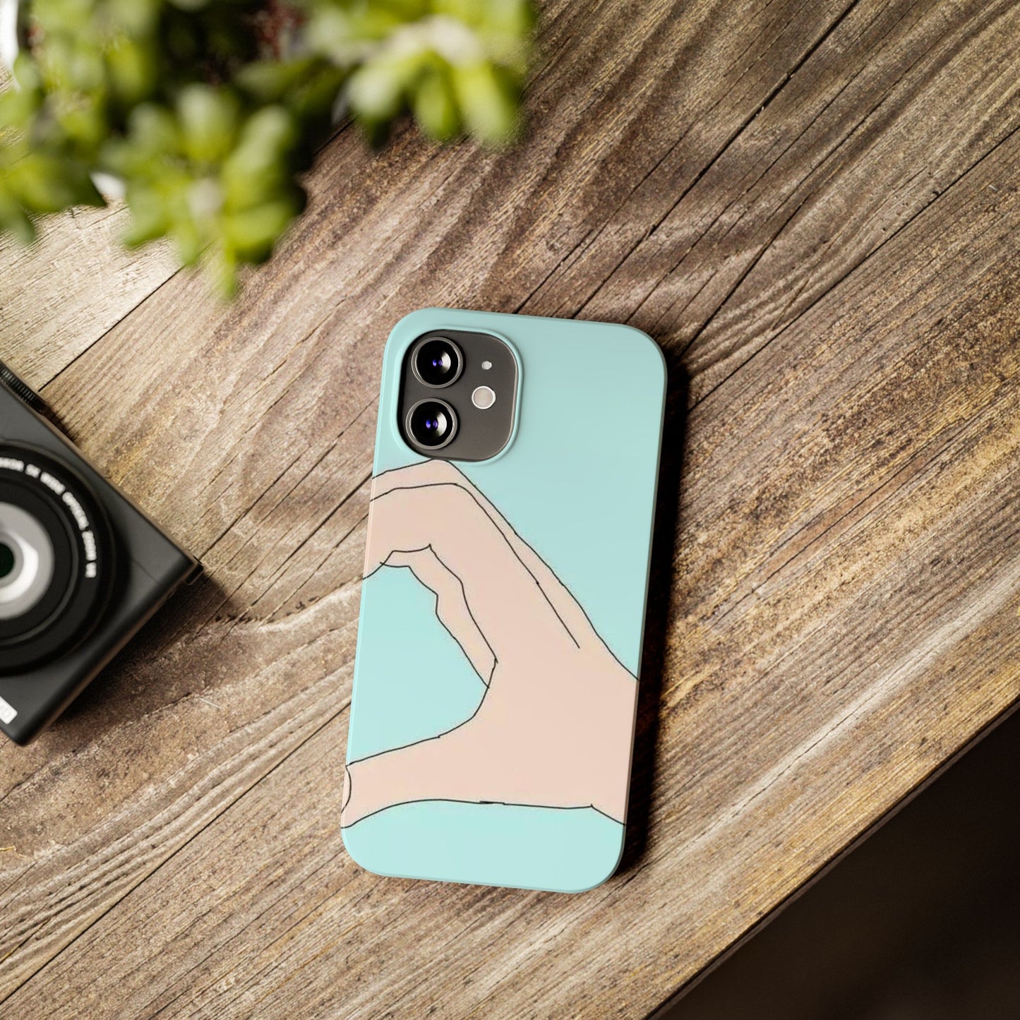 Artistic Heart Gesture Slim Phone Case - Perfect Gift for Loved Ones