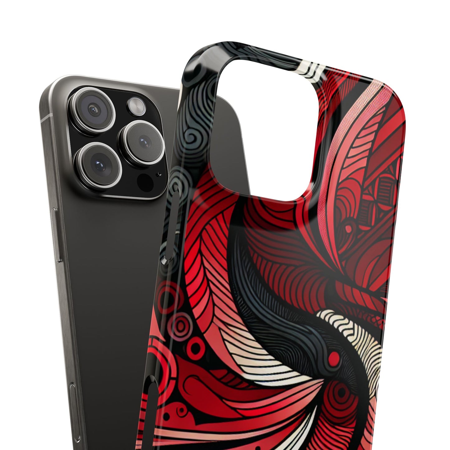 Artistic Red Swirl Slim Phone Case - Trendy Design for Stylish Protection