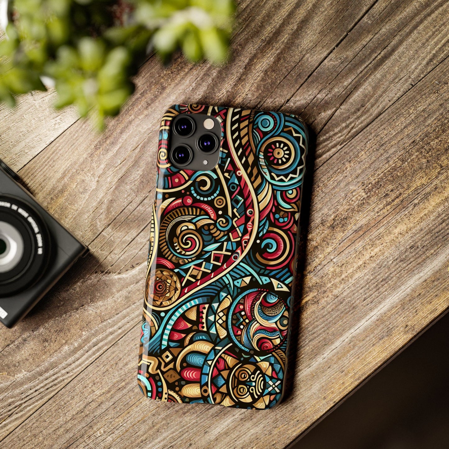 Vibrant Bohemian Slim Phone Case - Artistic Swirl Design