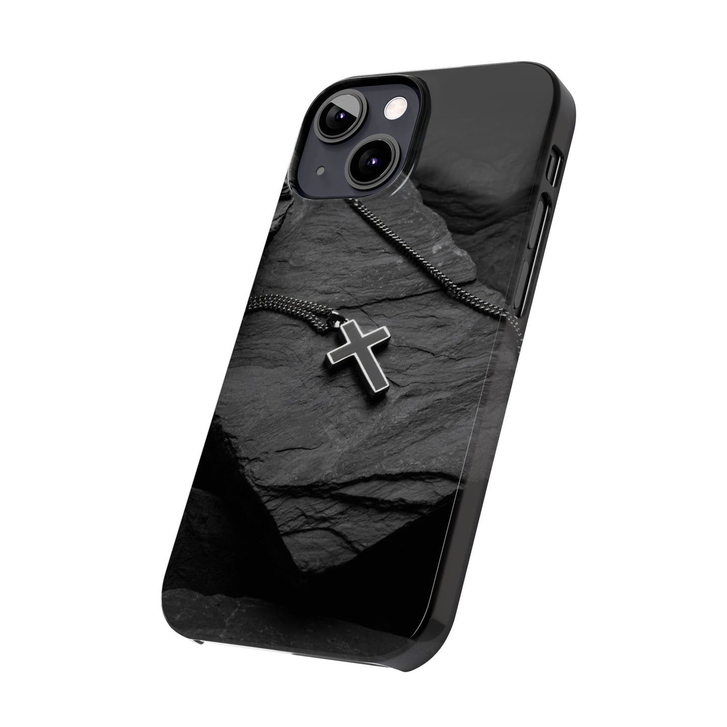 Minimalist Black Cross Slim Phone Case - Stylish & Modern Design