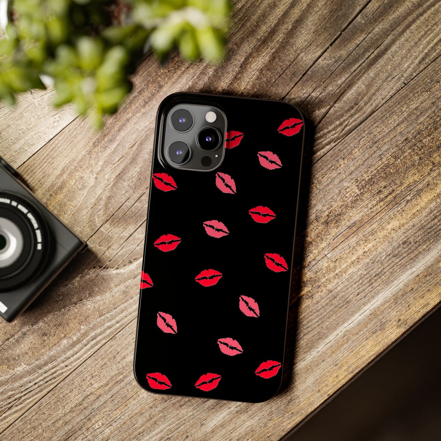 Kiss Mark Slim Phone Case - Chic Lip Print Design for Fashion Lovers