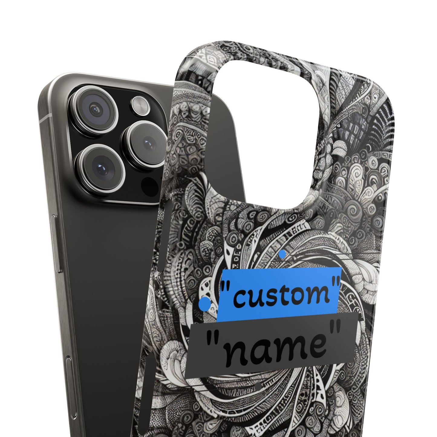 Customizable Slim Phone Cases - Personalized Black Swirl Design