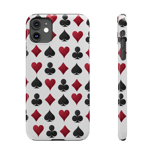 Stylish Playing Card Slim Phone Case - Red & Black Design