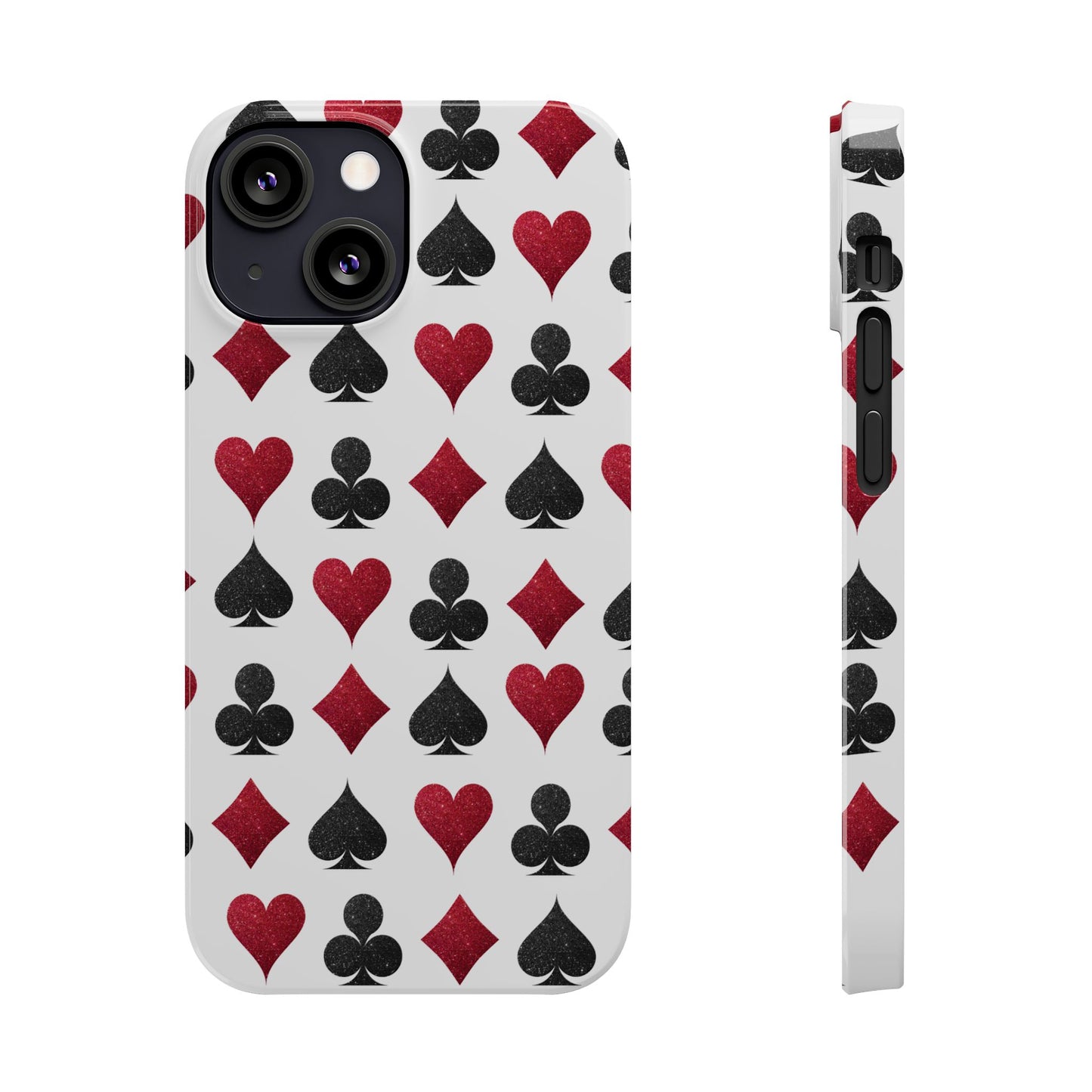 Stylish Playing Card Slim Phone Case - Red & Black Design