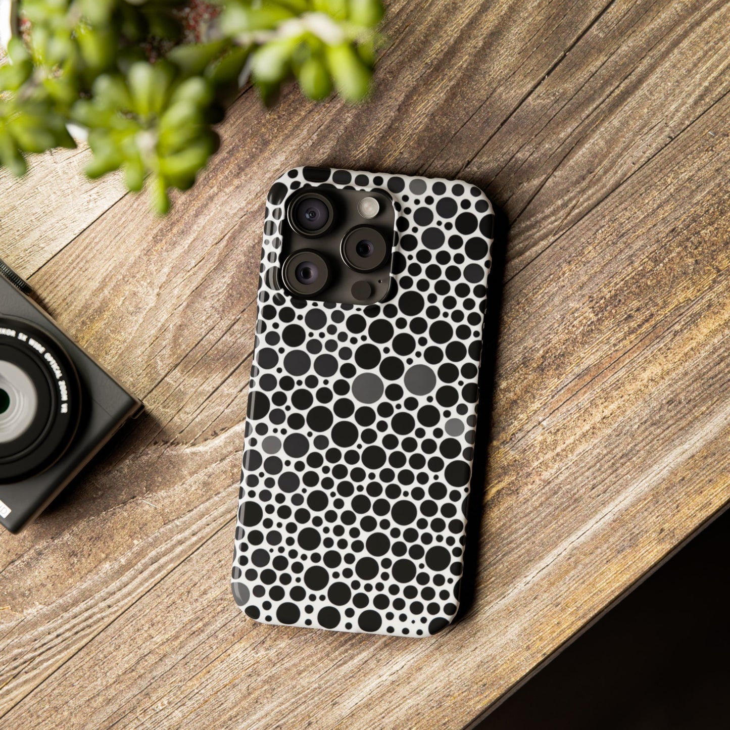 Modern Black Polka Dot Slim Phone Case - Stylish & Protective Cover