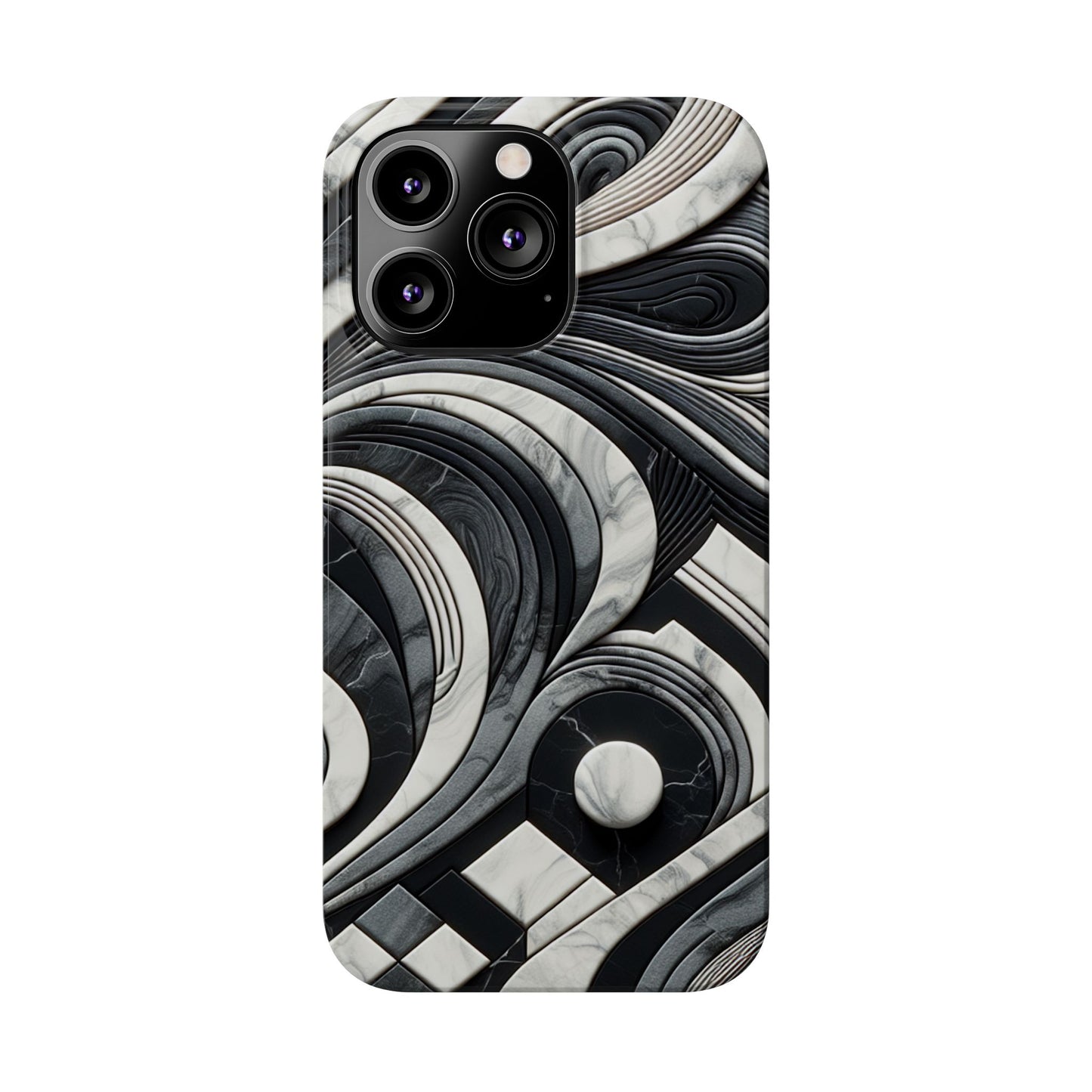 Elegant Marble Slim Phone Case - Stylish Black & White Design